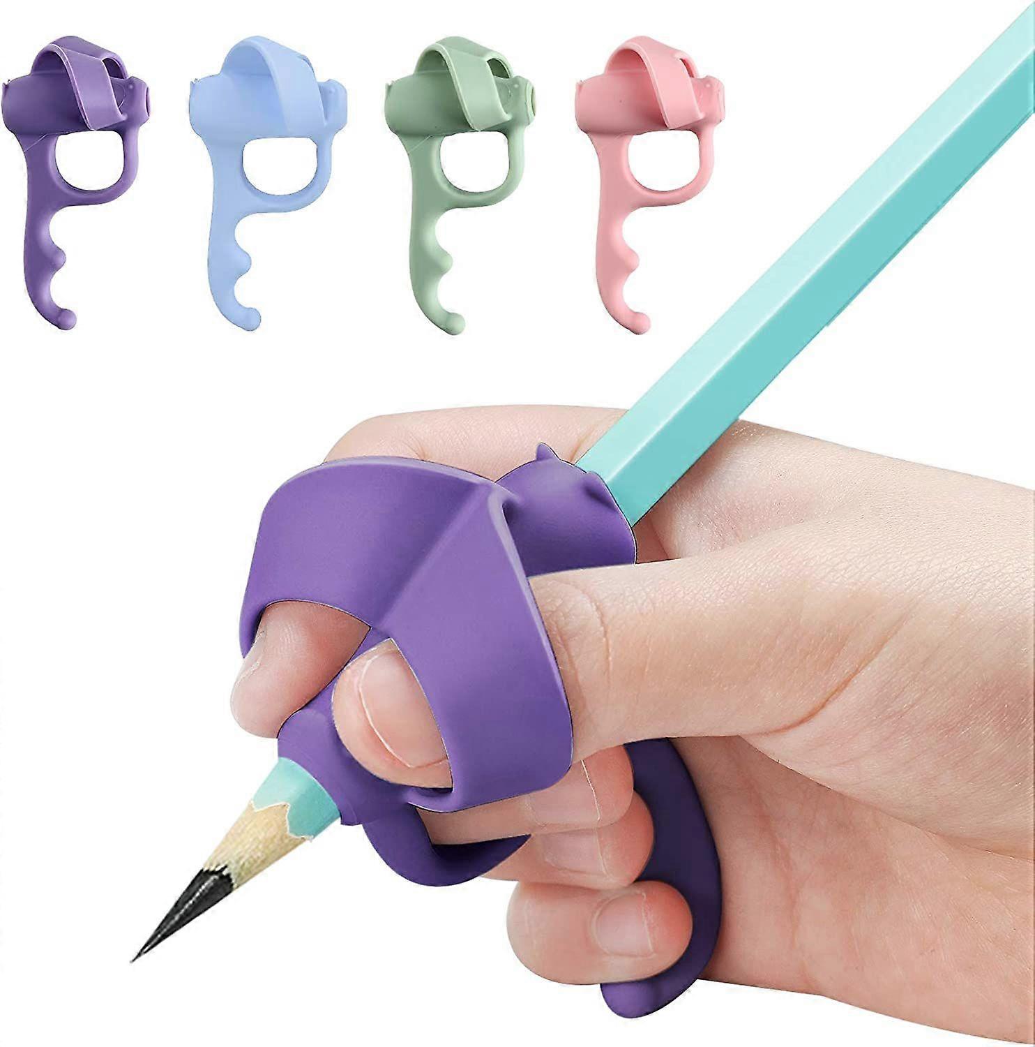 4pcs子供用鉛筆手書き人間工学に基づいた5本指ペンシルホルダー姿勢補正