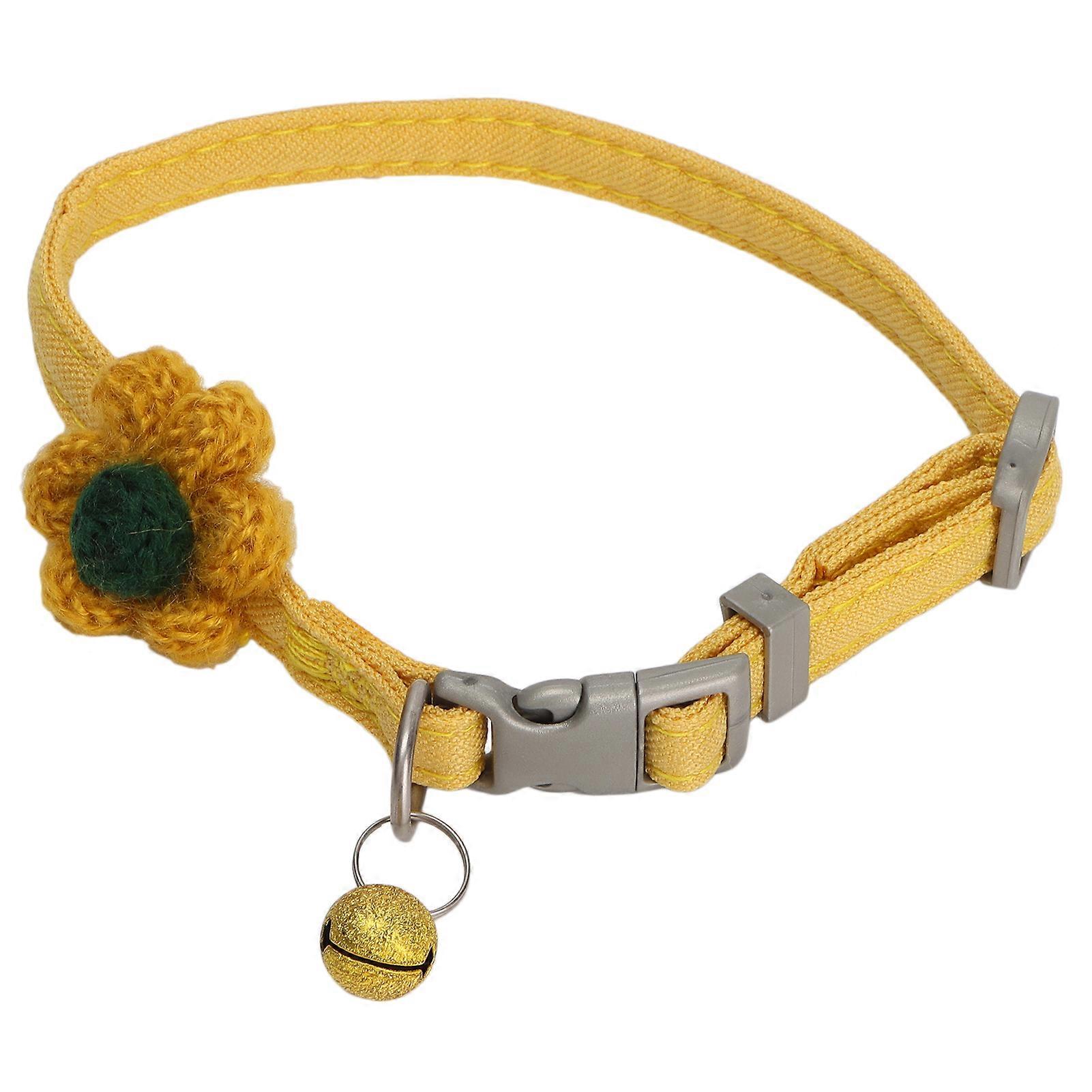 Polyester Adjustable Mini Pet Pig Plain Quilted Six Petal Flower Collars Pet SupplyYellow