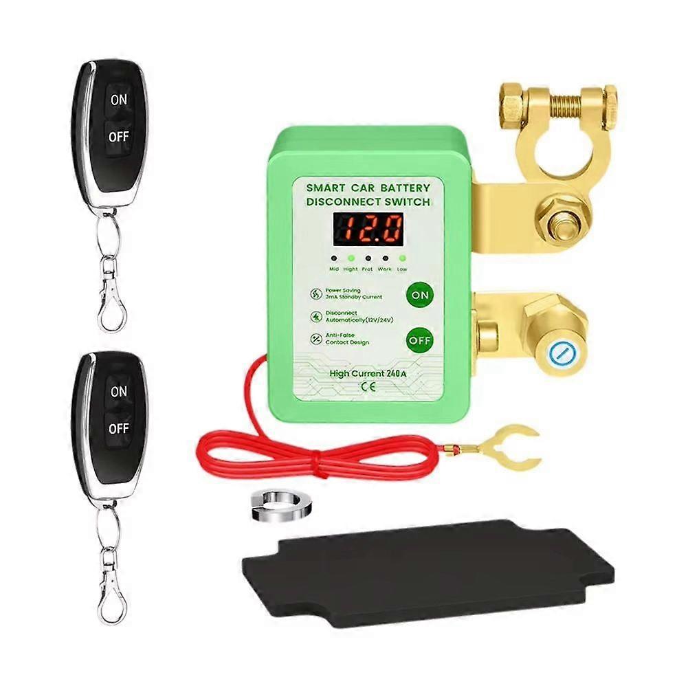 Remote Battery Disconnect Switch with Led Voltage Display,Power Shut Off Switch Leakage Protection for Auto Car Green