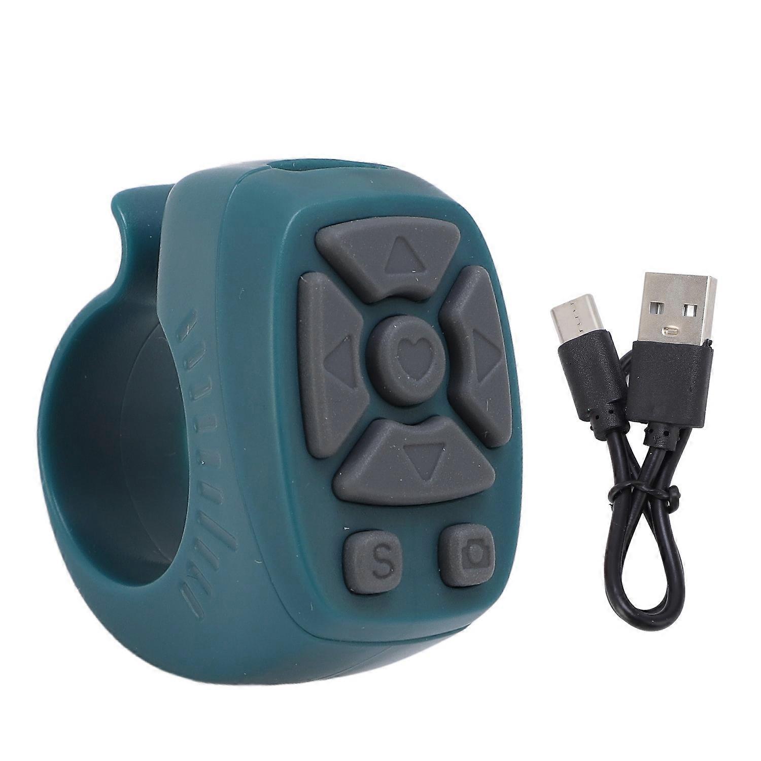 Fingertip Remote Control Ring Wireless Bluetooth Video Controller 7 Key for Tiktok Scrolling Dark Gr