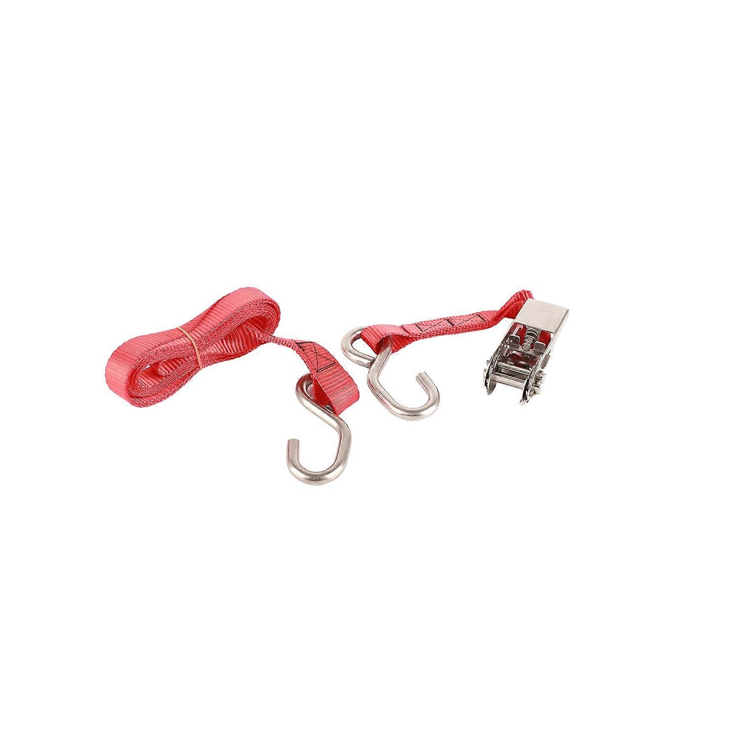 1in 25mm Ratchet Tie Down Straps Red Rust Proof Ratcheting Securing Straps for Vehicle Ship Transpor