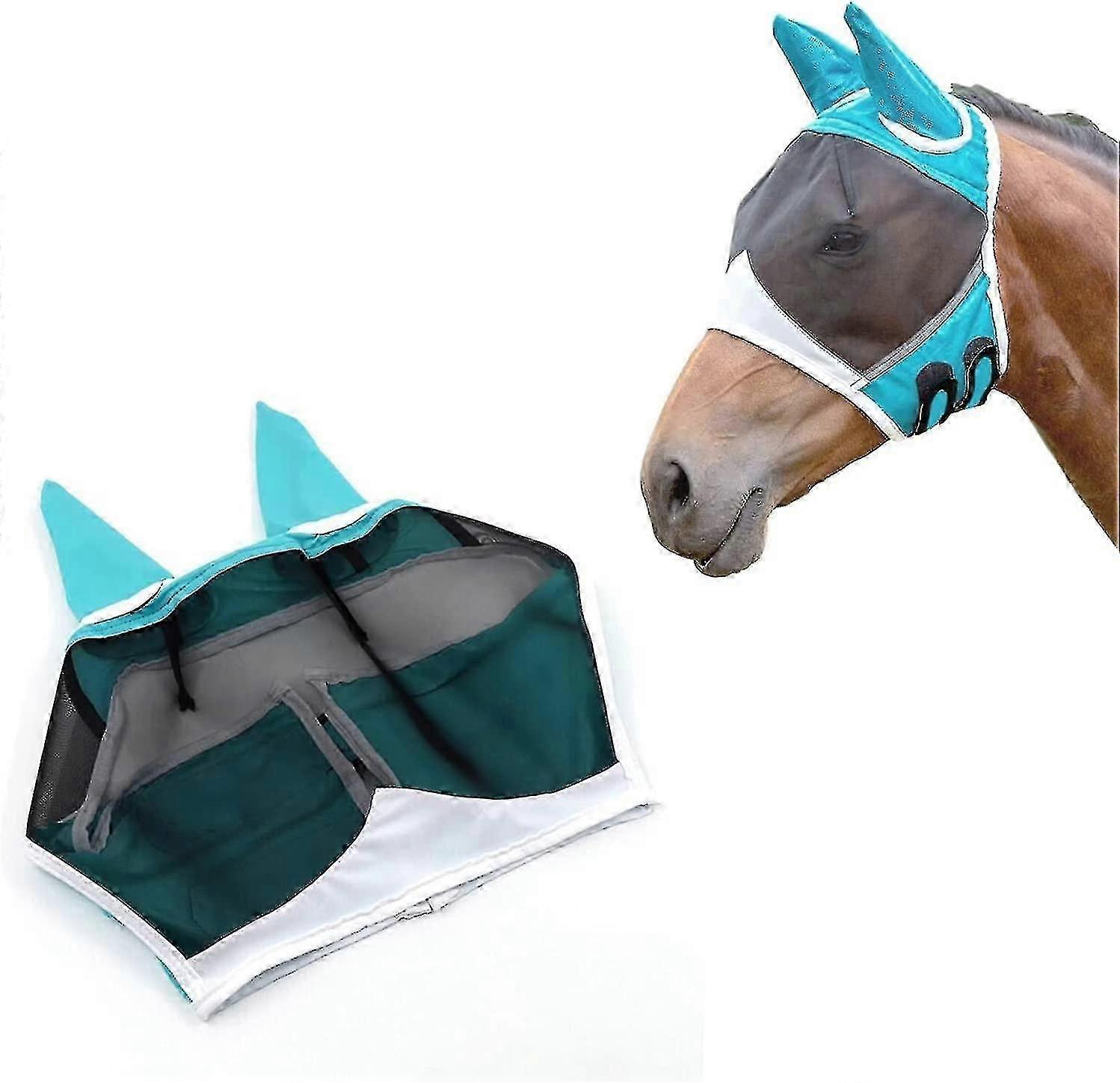 Breathable Horse Mask with UV Protection, Adjustable Mesh for Mosquito Repellent
