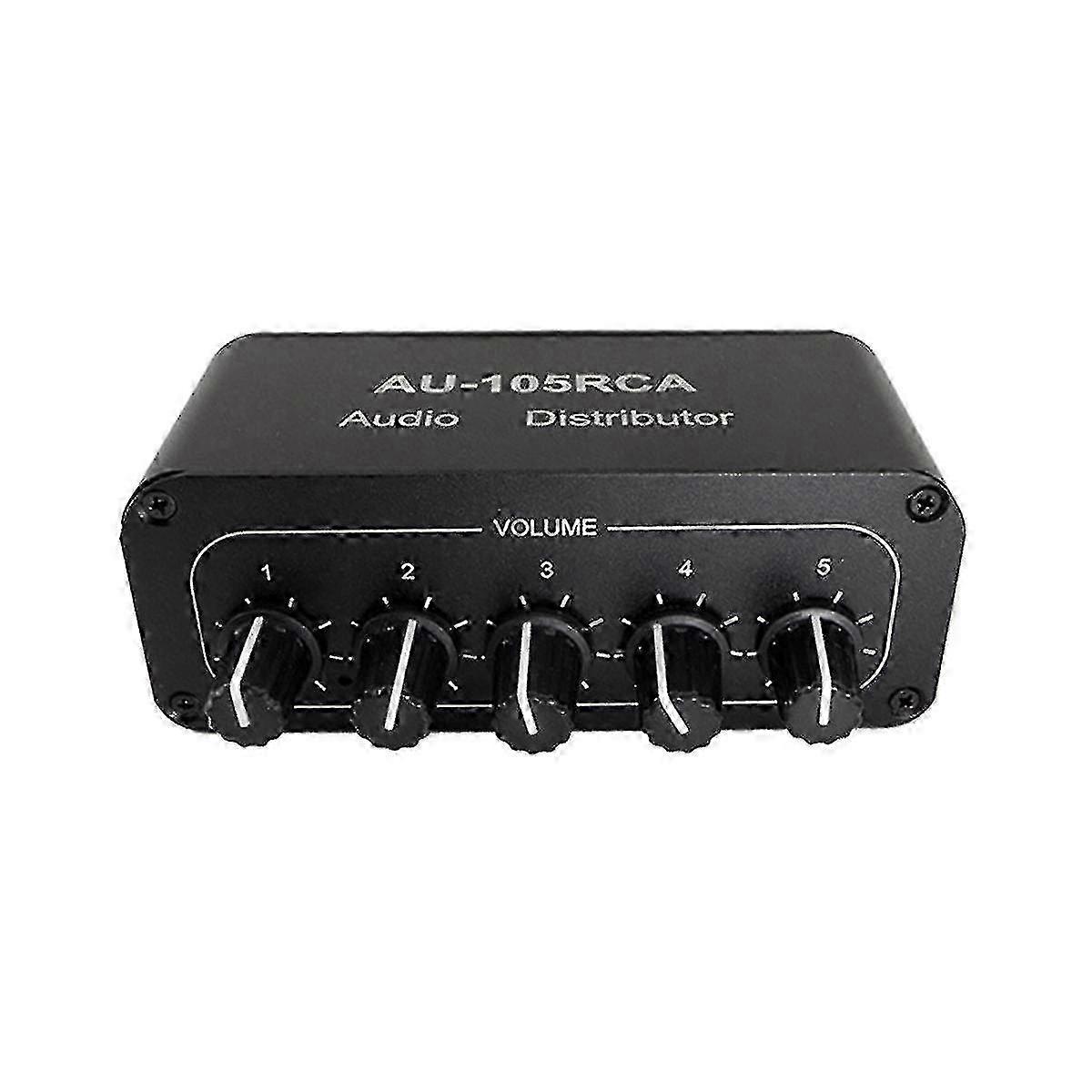 Actieve 1-Input 5-Output RCA Splitter Audio Distributor voor Eindversterker 5-kanaals Stereo Mixer