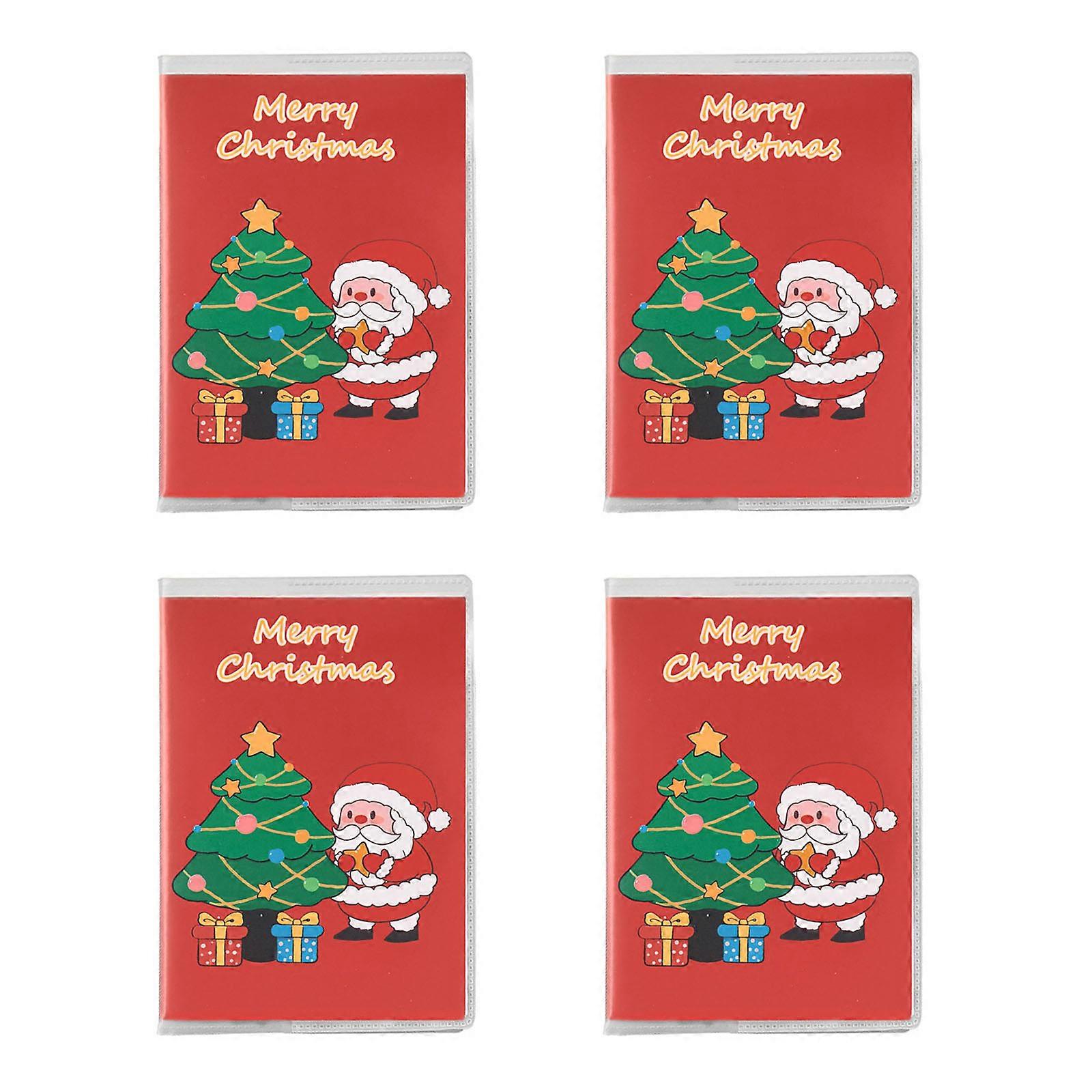 4Pcs Pocket Notebook with 128Pages Lined Christmas Themed Notepads 4.2x3Inch Small Notebooks For Drawing And Writing