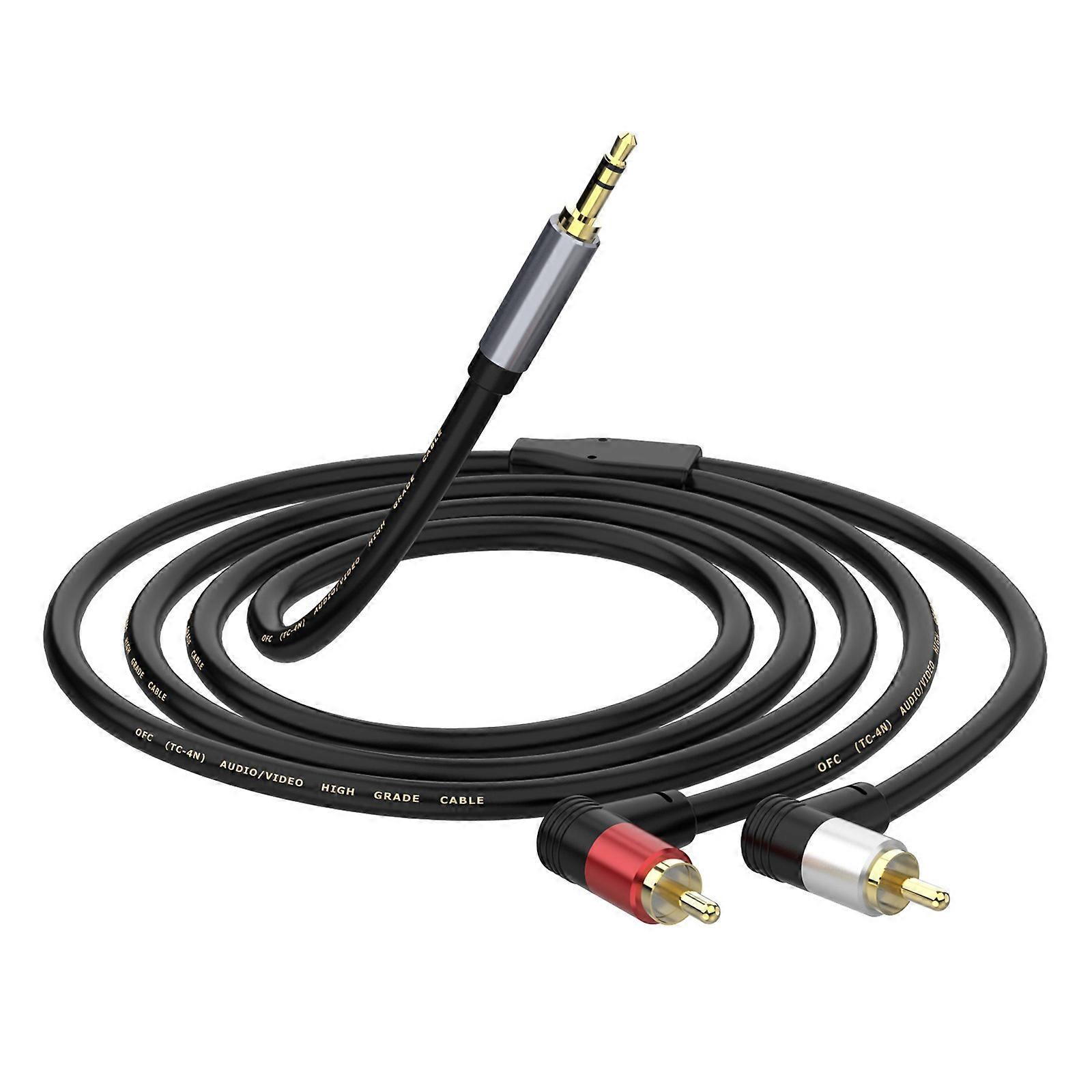 2RCA to 3.5mm,1/8 Male Headphone Wire Y Splitter Auxiliary Cord for Smartphone, Tablet, Speaker