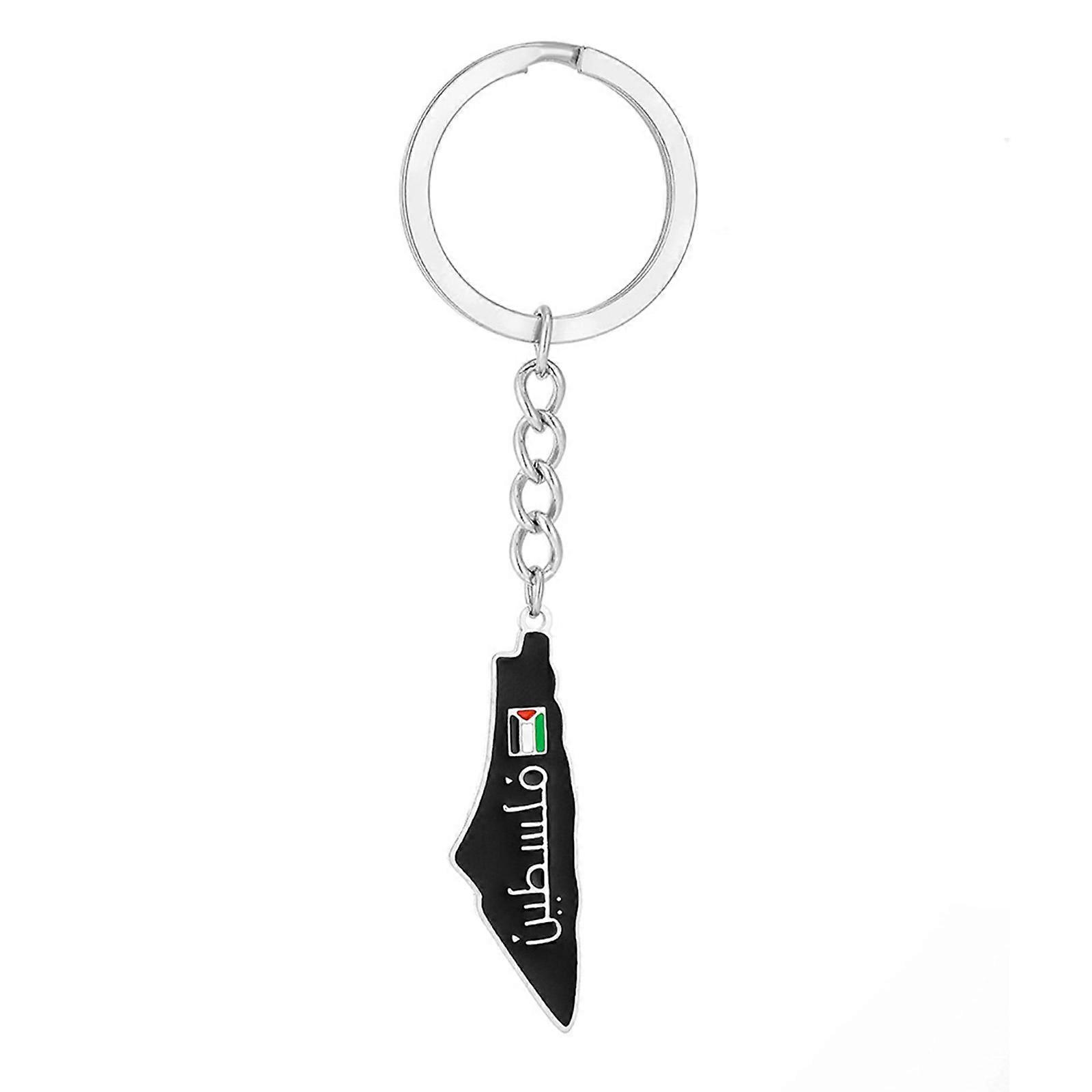 ISR and PSE Map Keychain Stainless Steel Bag Pendants Culture Keyrings ISR and PSE Map Key Holder Suitable for Bag Keys Silver