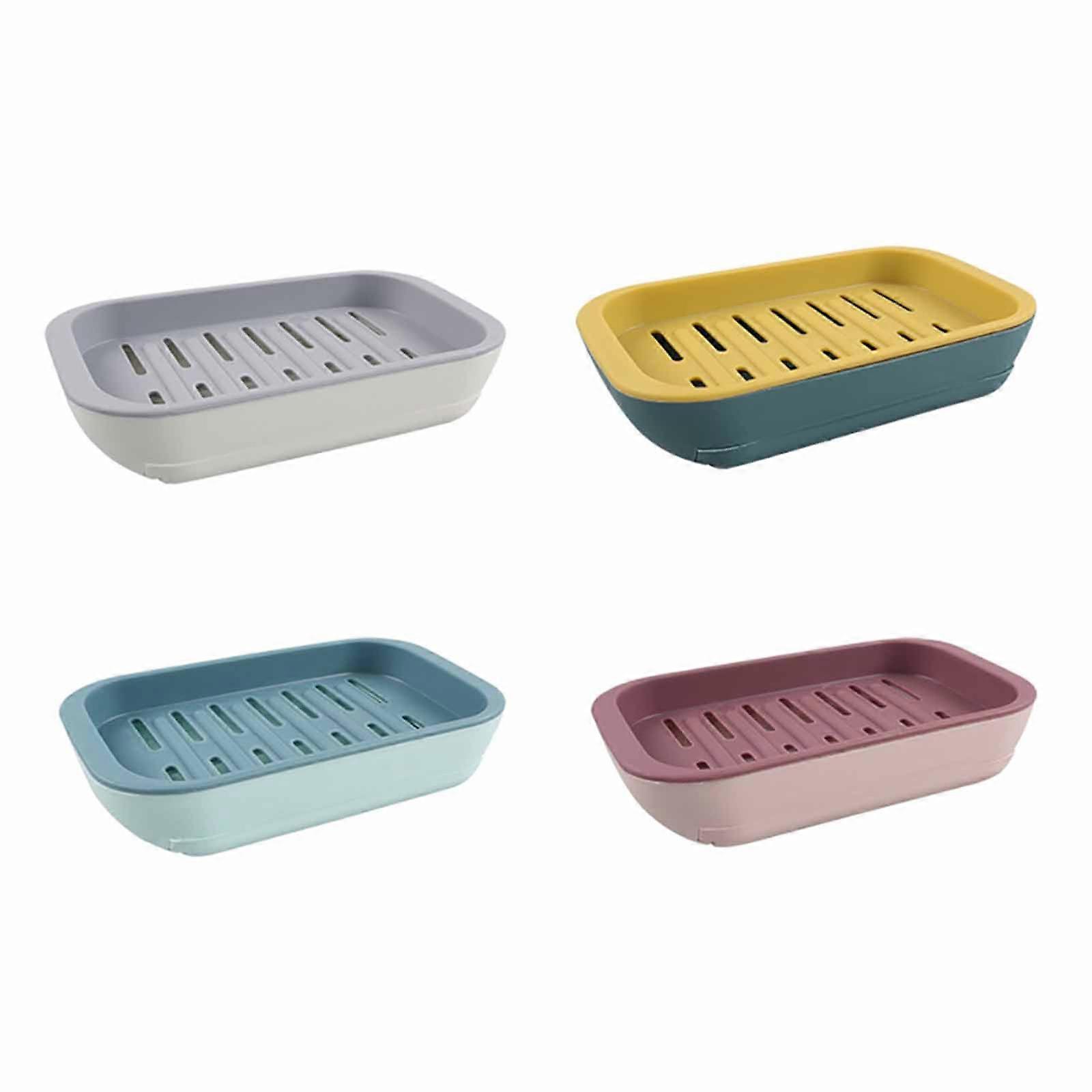 4PCS Soap Dish Shower Rail Soap Plates Bathroom Kitchen Aid
