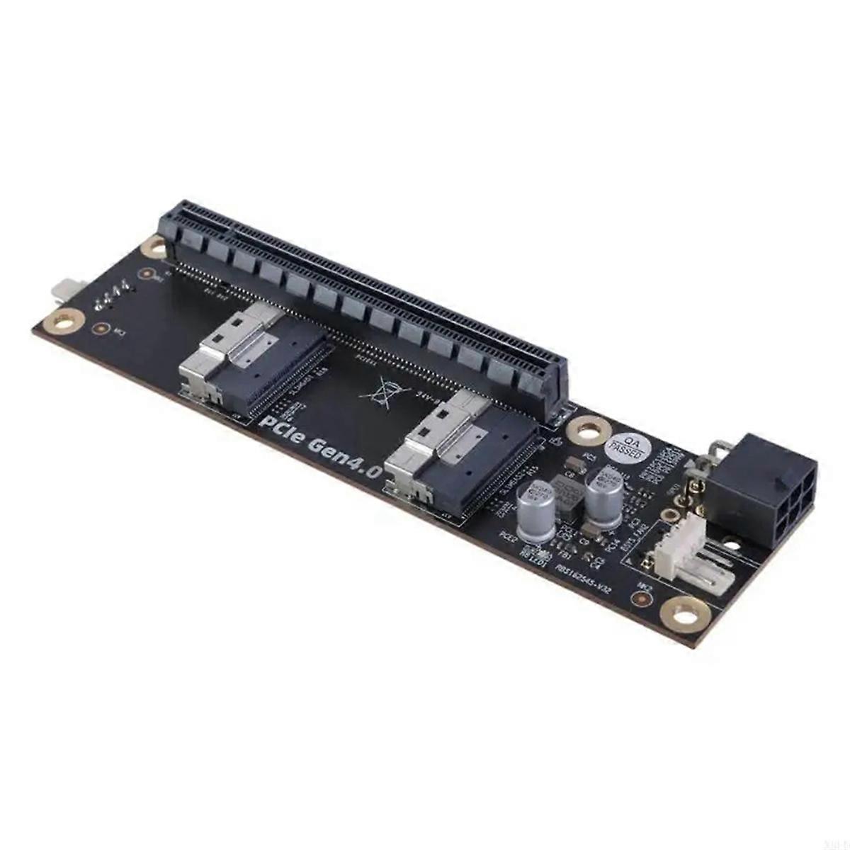 2 Port PCIe4.0 to SFF-8654 Converter SFF-8654 to PCIe 4.0 X16 Slot Adapter Card SFF8654 Riser Card for Graphics Card