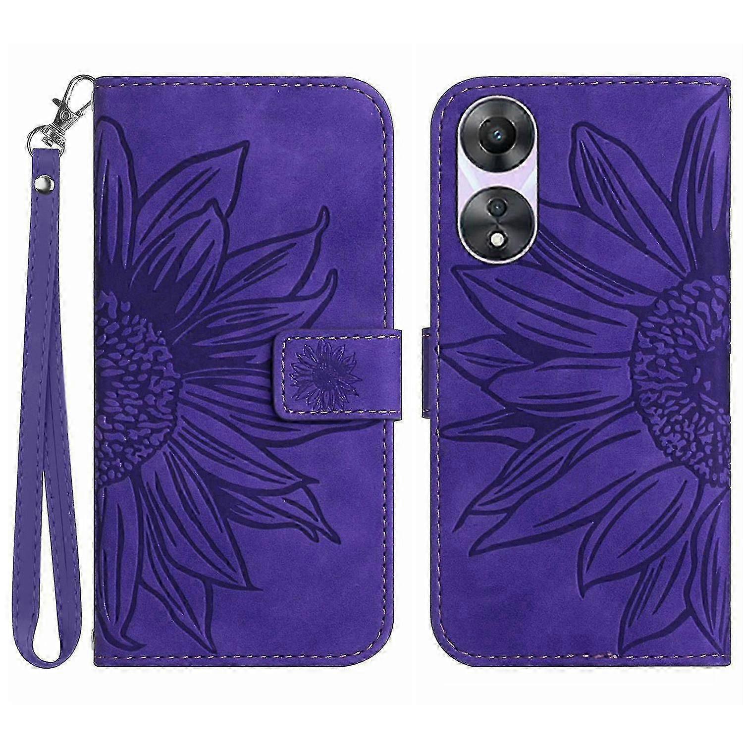 Flip Wallet Stand Anti-drop Leather Phone Case with Sunflower Imprint for Oppo A58 5G/A78 5G