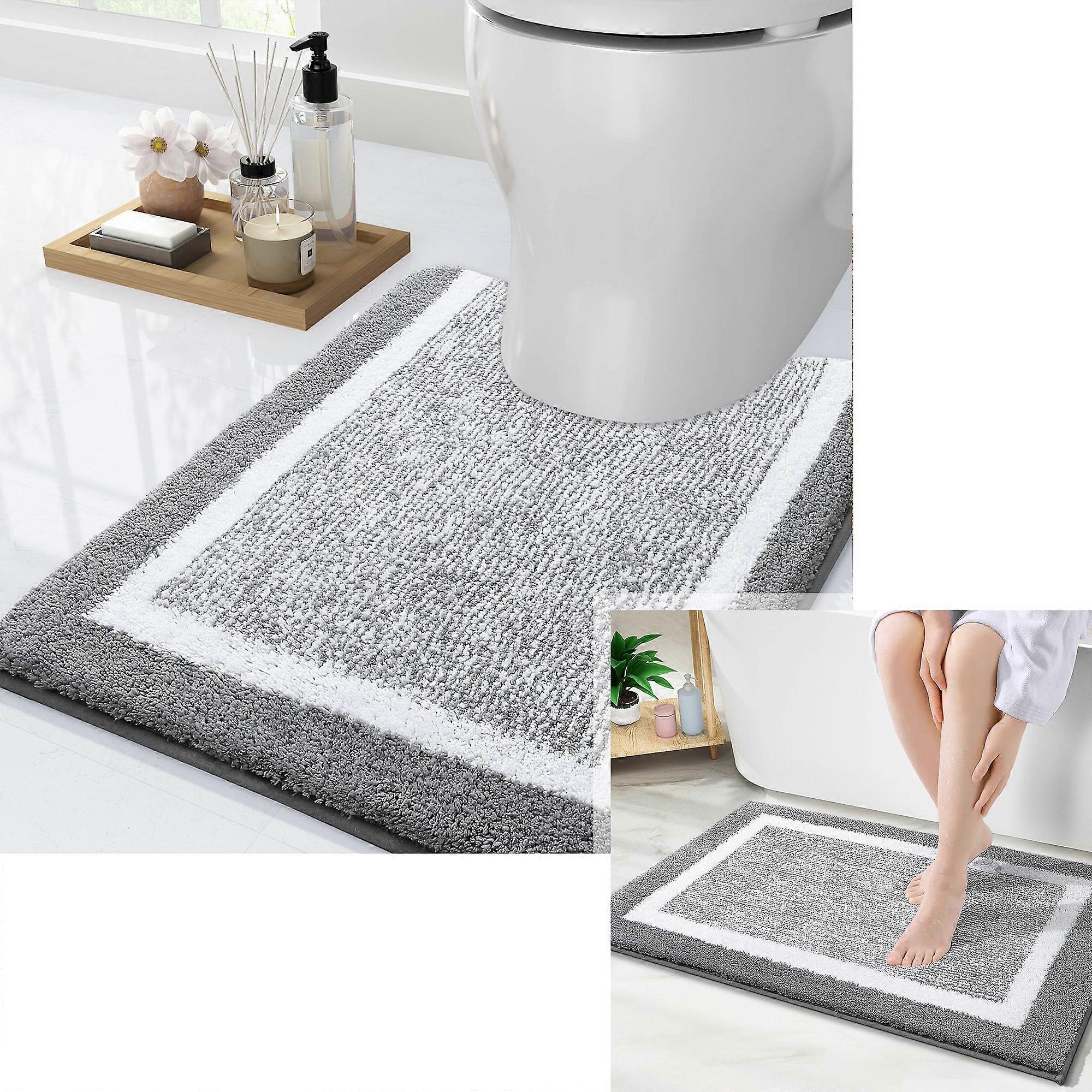 2 Item Bundle Grey Rug for Bathroom 30x20 and 24x20