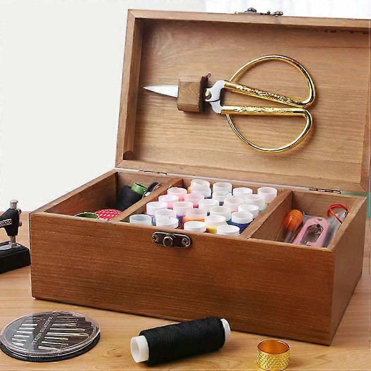 Household Solid Wooden Needle And Thread Box Set Vintage Large Cross Stitch Tool Organizer Premium Edition Premium Edition