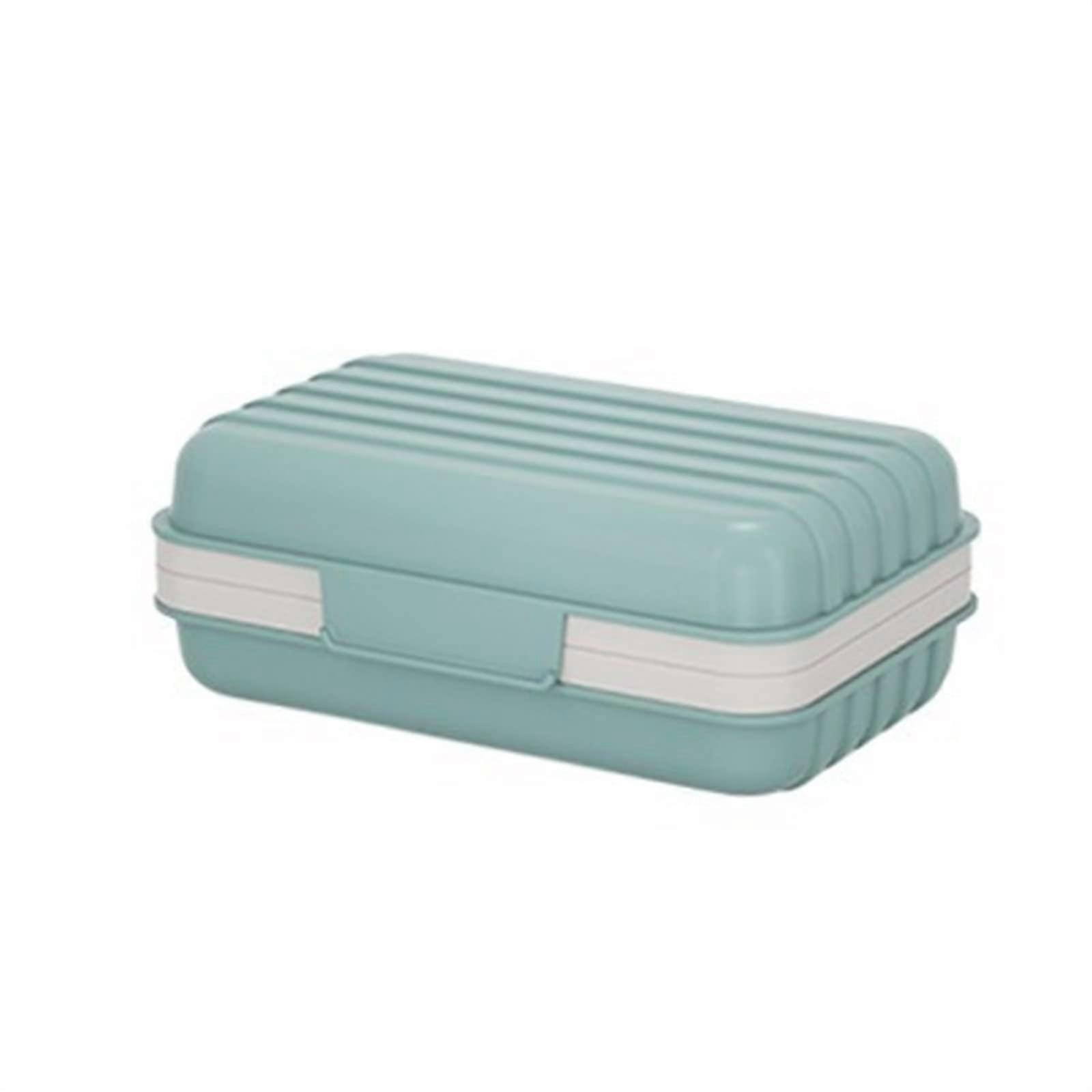 Soap Box Bathroom Soap Dish Household Plastic Soap Box with Cover (Blue)