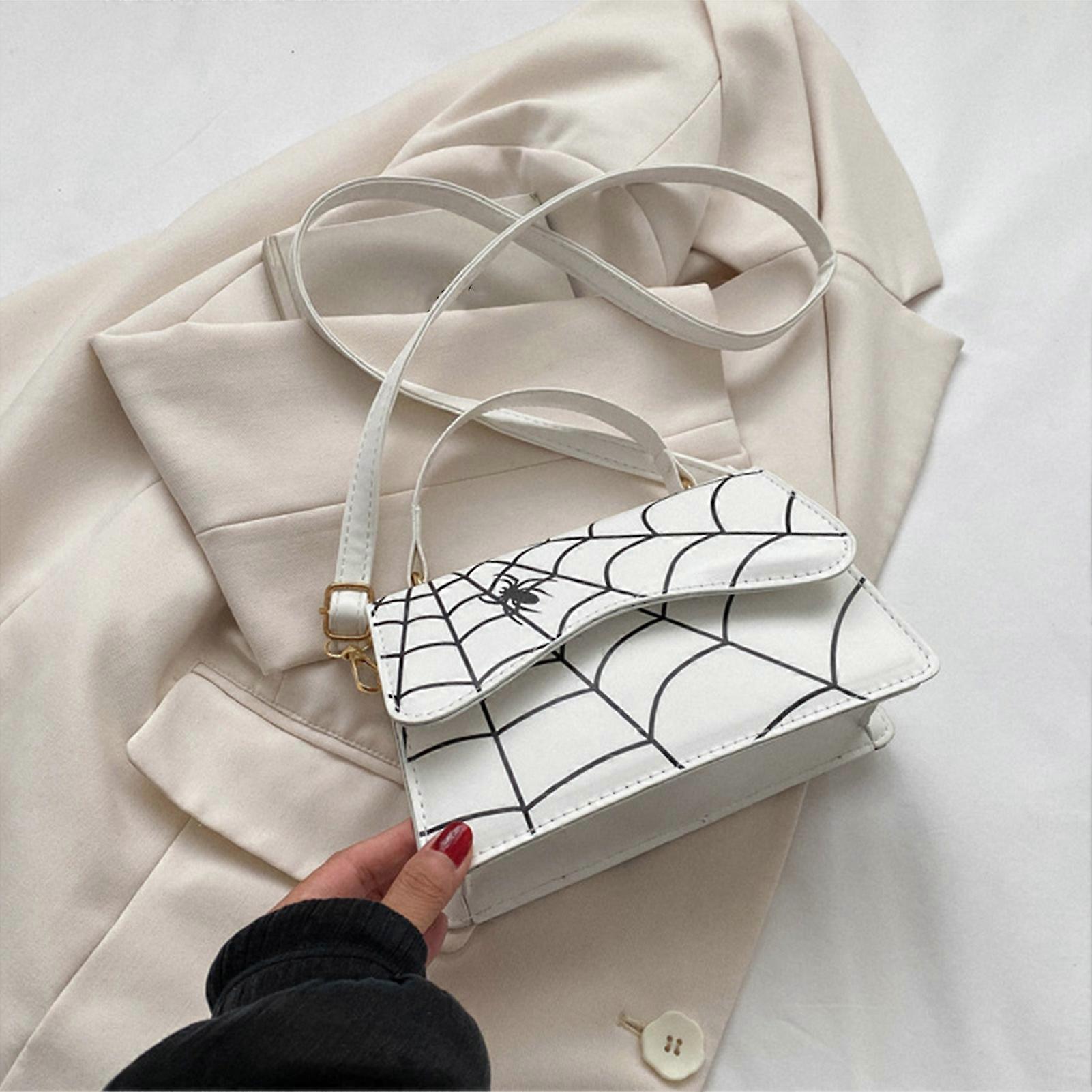 PU Leather White Shoulder Bag 21x12.5x8cm Large Capacity