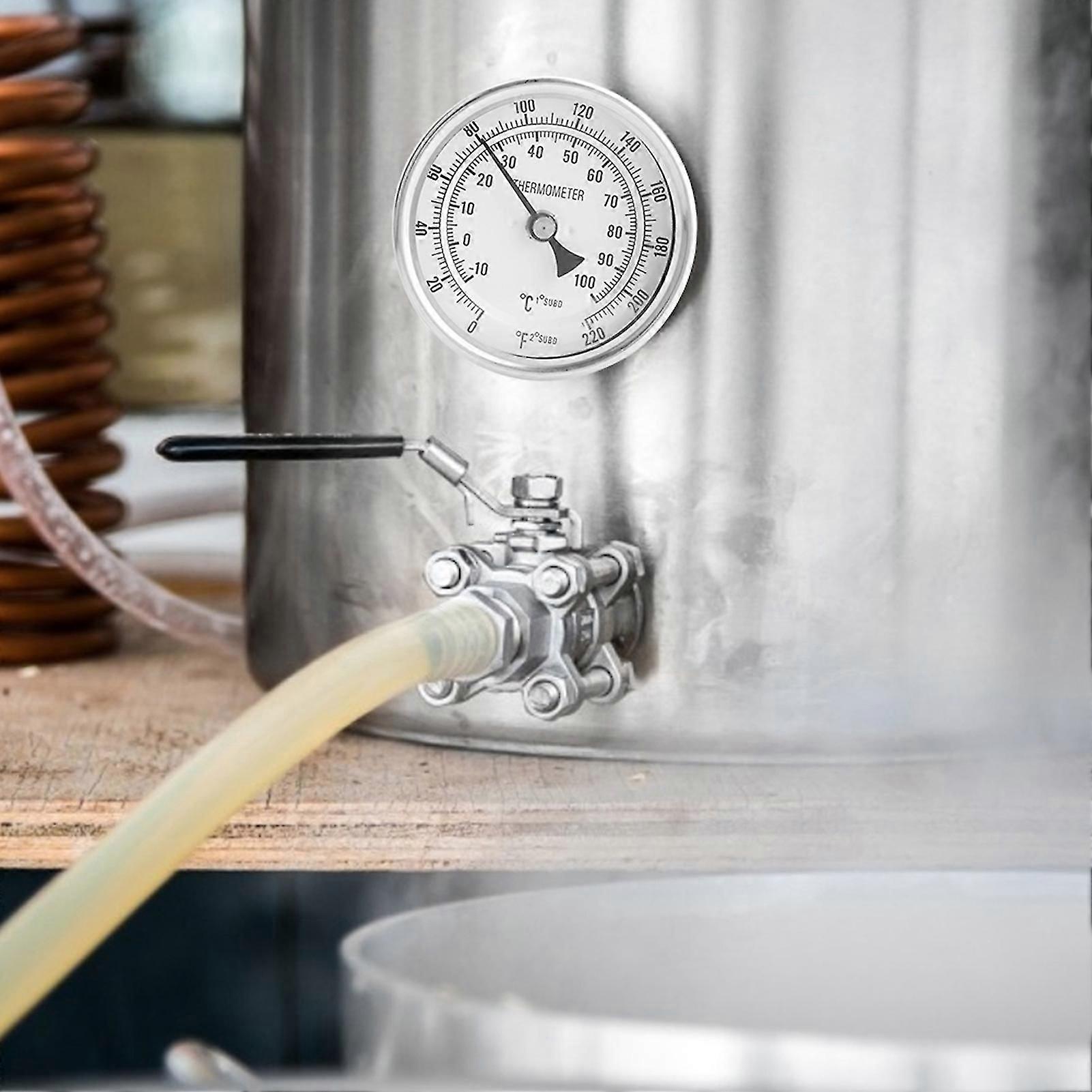 Weldless Bi metal Thermometer Kit 12"MNPT 0~220F for Homebrew Beer and Wine Thermometer