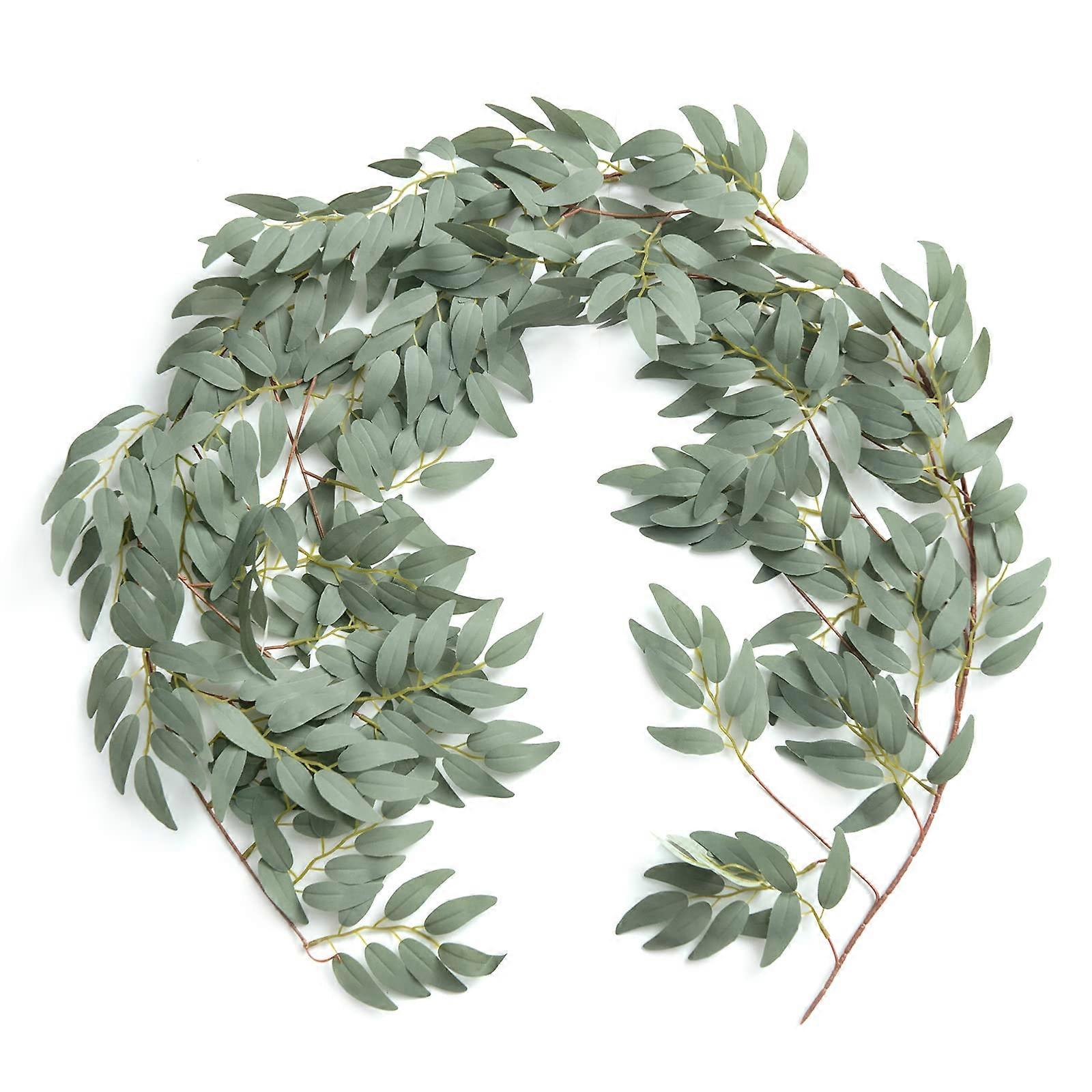 Italian Ruscus Greens Wreath, 5.9ft Real Touch Artificial Silk Leaves, Rustic Thin Design for Home Decor