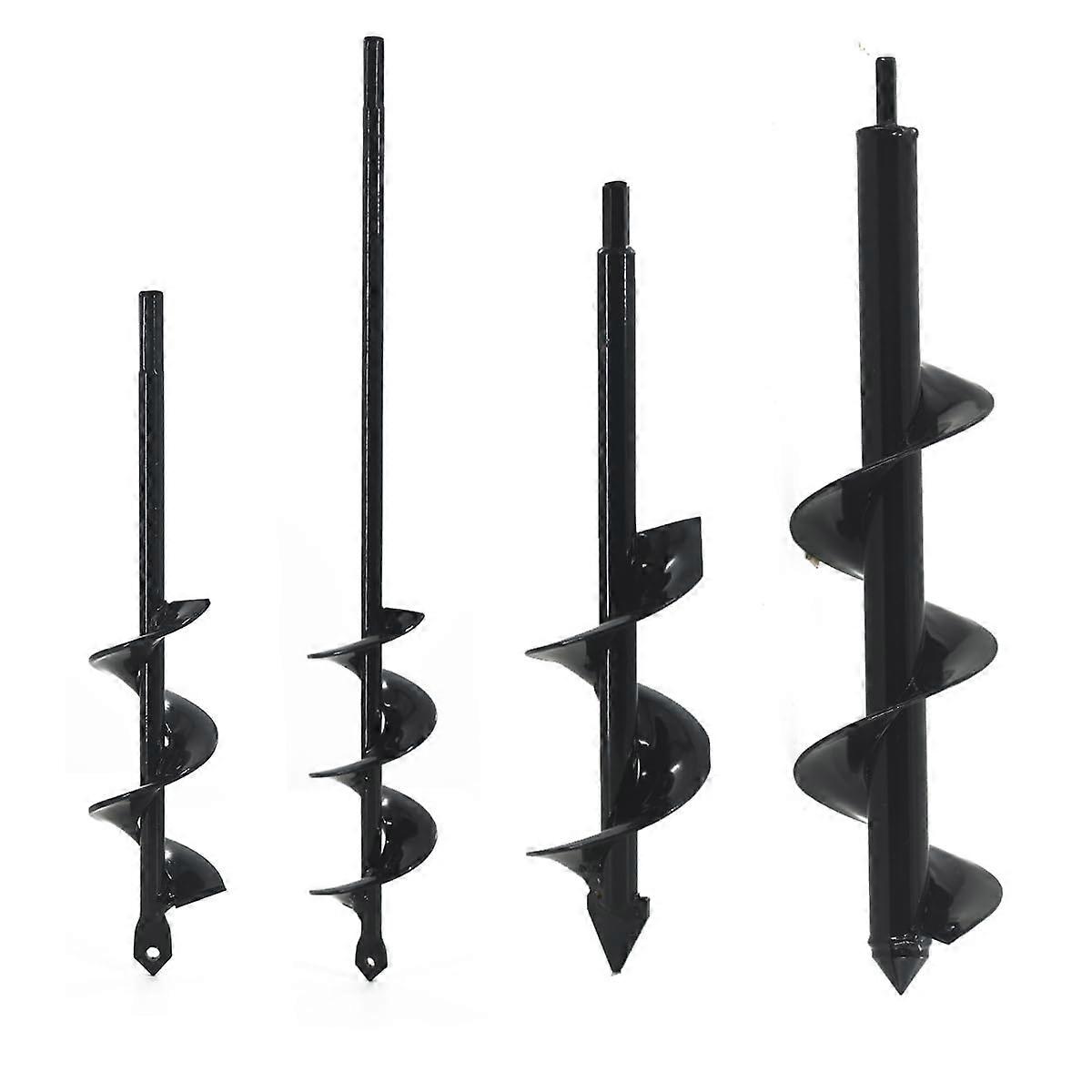 Auger Drill Bit for Planting Set of 4, 3/8" Hex Drive Garden Spiral Drill for Post Hole Digger and Bulb Bedding