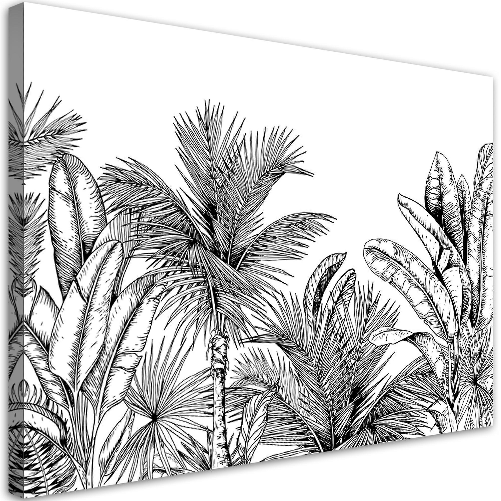 Lienzo, Hojas blancas y negras - 100x70