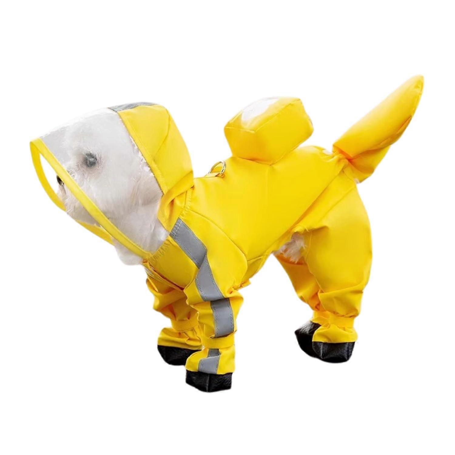 Small Dog Raincoat Rain Shoes Set,FullCoverage Reflective Dog Jacket with DRing,Dog Raincoat with Rain Boots Set for Puppy Small Dogs Yellow L