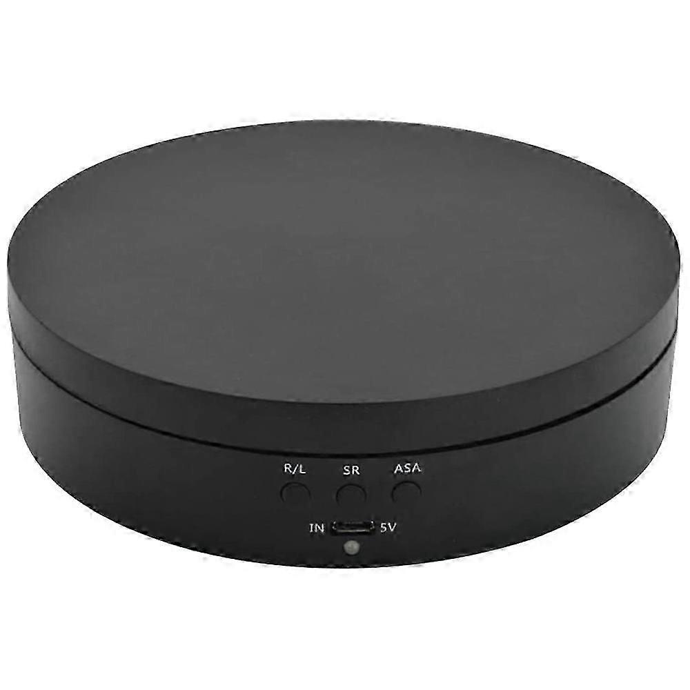 Black rechargeable turntable display stand, 360 rotation speed/angle adjustable for photography/jewelry watch display