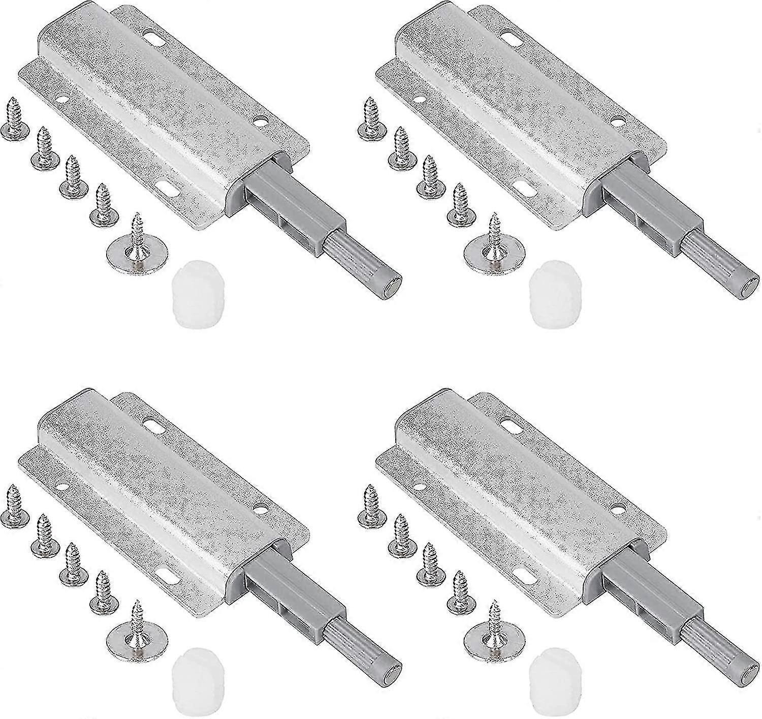 4 Stück Push Türöffner Magnetischer Fang, Push Türöffner Push To Open Türöffner Magnet, Push Catch Magnetischer Türschließer (silber)