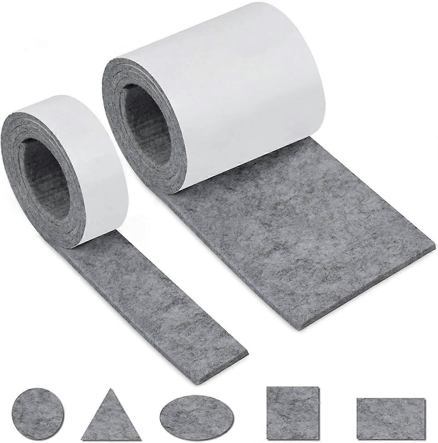 Self-adhesive Felt 2 Rolls100 * 10cm+100 * 2cm,GraySelf-adhesive Furniture Felt, Free Cutting of Any Size or Shape Felt Non-Slip Pad for Table Chair S