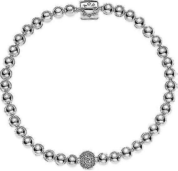 パンドラ シグネチャー レディース スターリングシルバー ビーズ&パブ キュービック ジルコニア ブレスレット |フルウゴ・デ