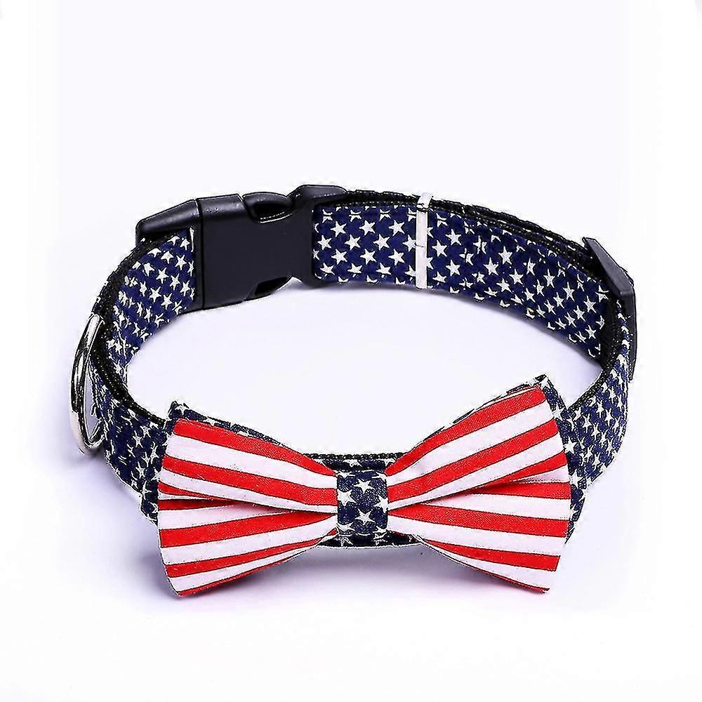 American Flag Design Pet Bow Tie With Quick Release Buckle, Soft And Durable