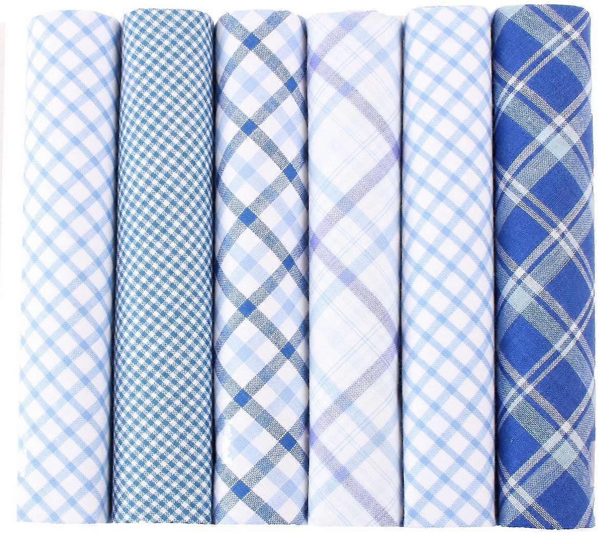 David Van Hagen Checked 6 Pack Handkerchief - Blue