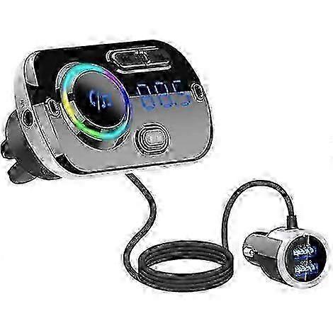 Hidou Bluetooth FM Transmitter Car Adapter with 7-Color Charger, QC3.0, Hands-Free MP3 Player Kit, Siri/Google Assistant Compatible