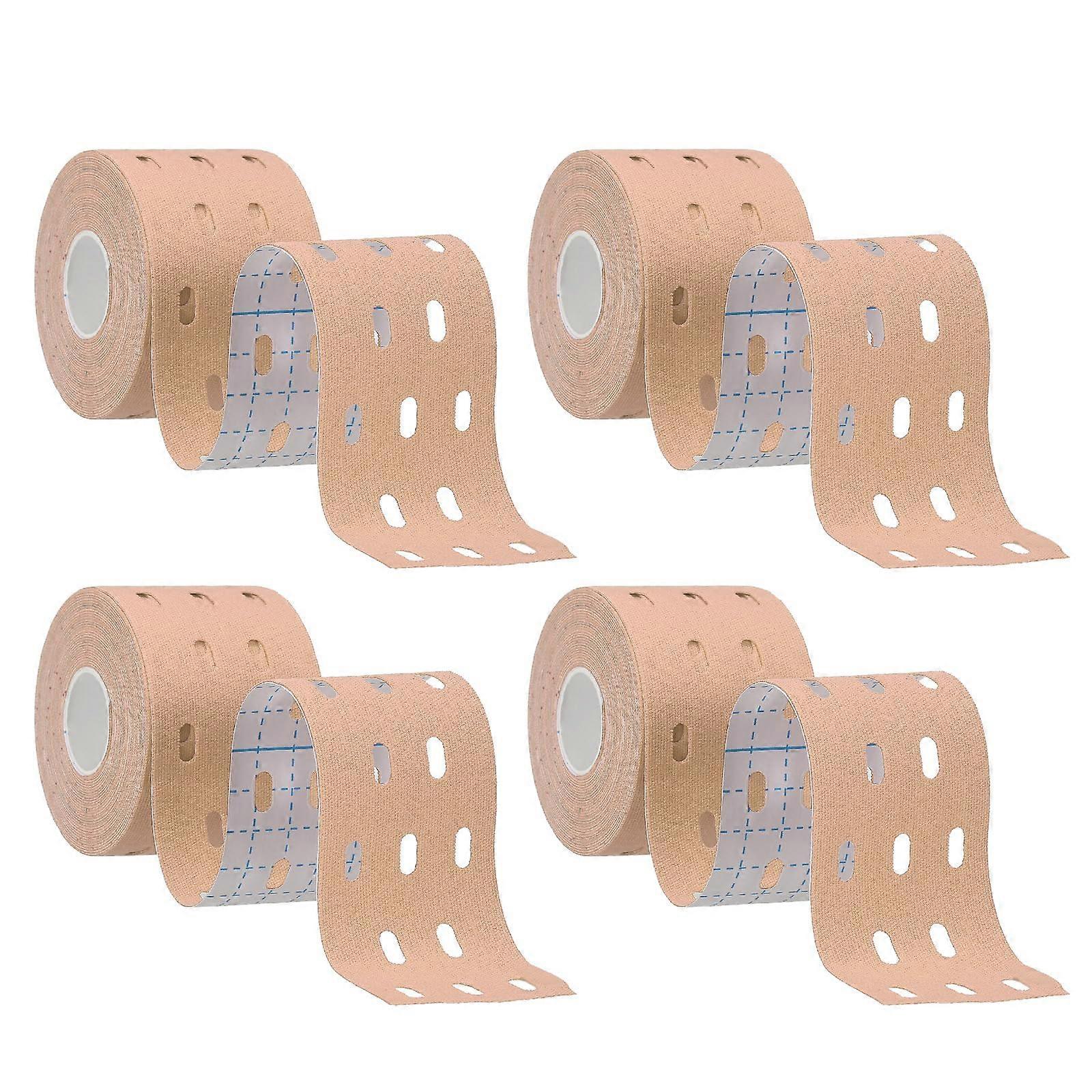 Kinesiology Tape 2 Inch By 16 Foot, Breathable, 4 Pack, Skin Color Elastic Athletic Tape For Exercise And Knee Support