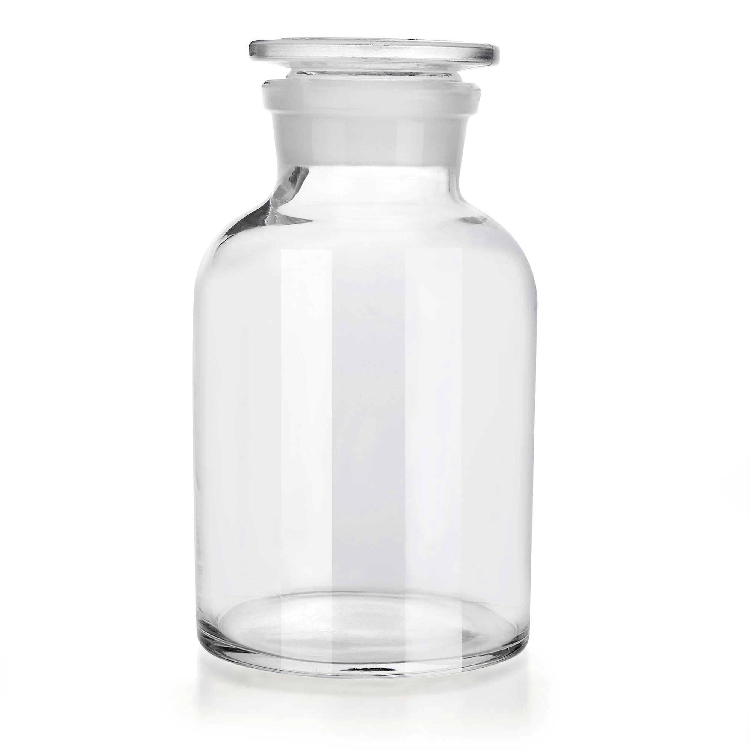 Lab Borosilicate Glass Reagent Bottle, Wide Mouth Storage Bottle, Ground Stopper, Clear 1000 mL