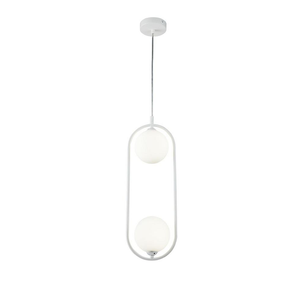 Ring Globe Ceiling Pendant Lamp White, 2 Light, G9