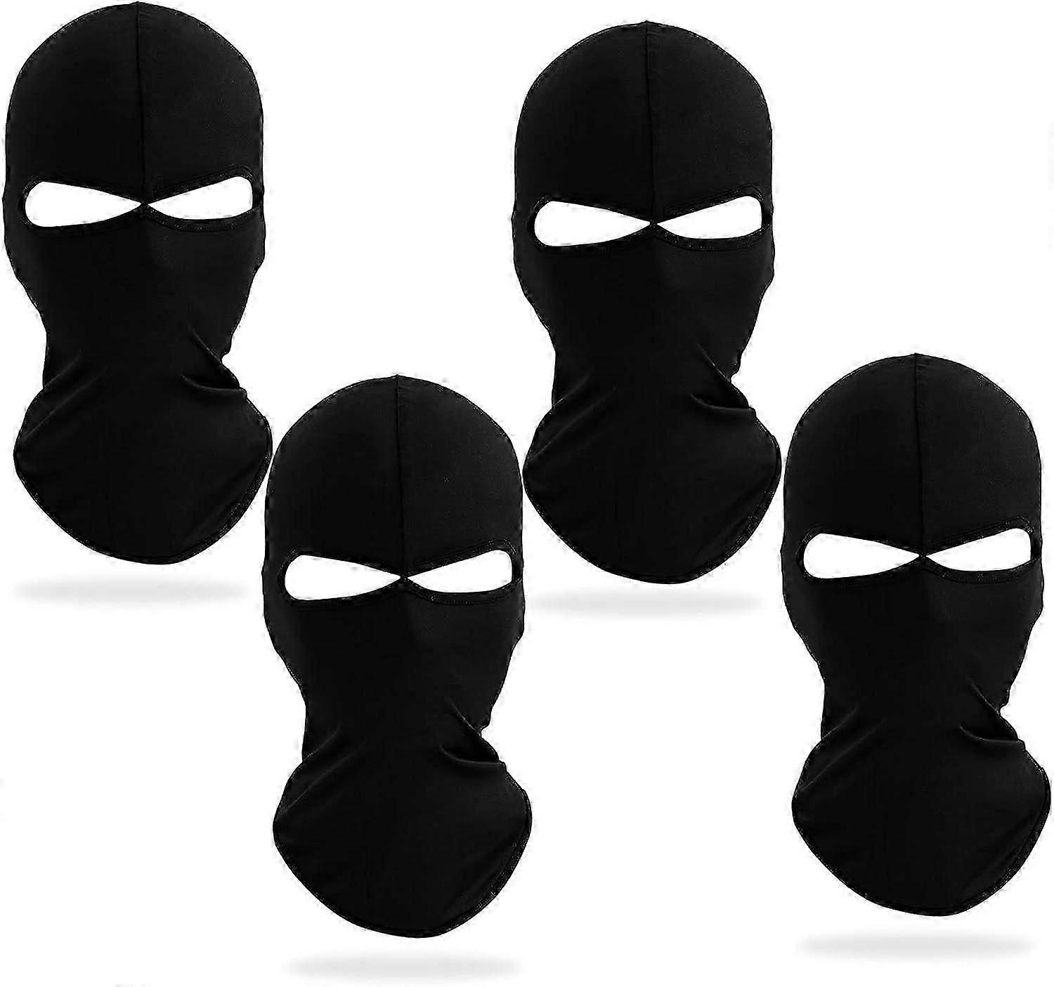4 יח 'Balaclava 2 גומות מסכת סקי פנים מלאות - מסיכת סקי לייקרה שחורה יוניסקס עבור