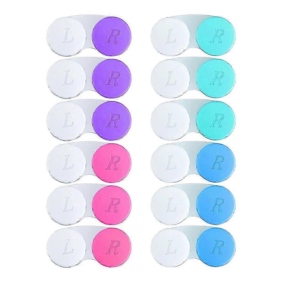 12 Pack Colorful Contact Lens Case Box Holder Container Soak Storage Kit