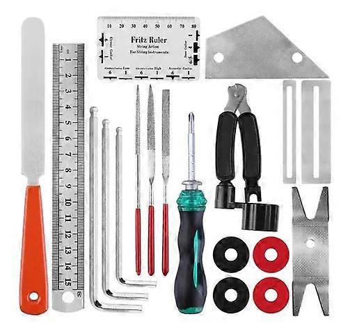50 Pcs Guitar Tool Repair Setup Kit Maintenance String Winder Accessories Cleaning Care Ruler Action Radius Gauge Measuring Files Luthier