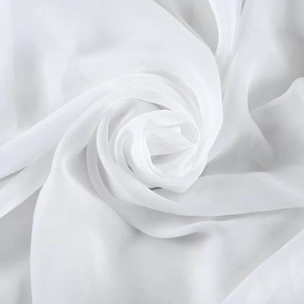White Chiffon Fabric by The Yard 59' Wide, White,50 Yards Continuous