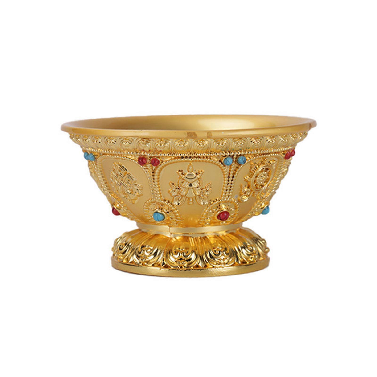 Coupe à eau bénite, récipient à eau bénite, bol en cuivre doré, coupes bouddhistes, lanternes de Bouddha, ornement tantrique tibétain de bon augure, multicolore