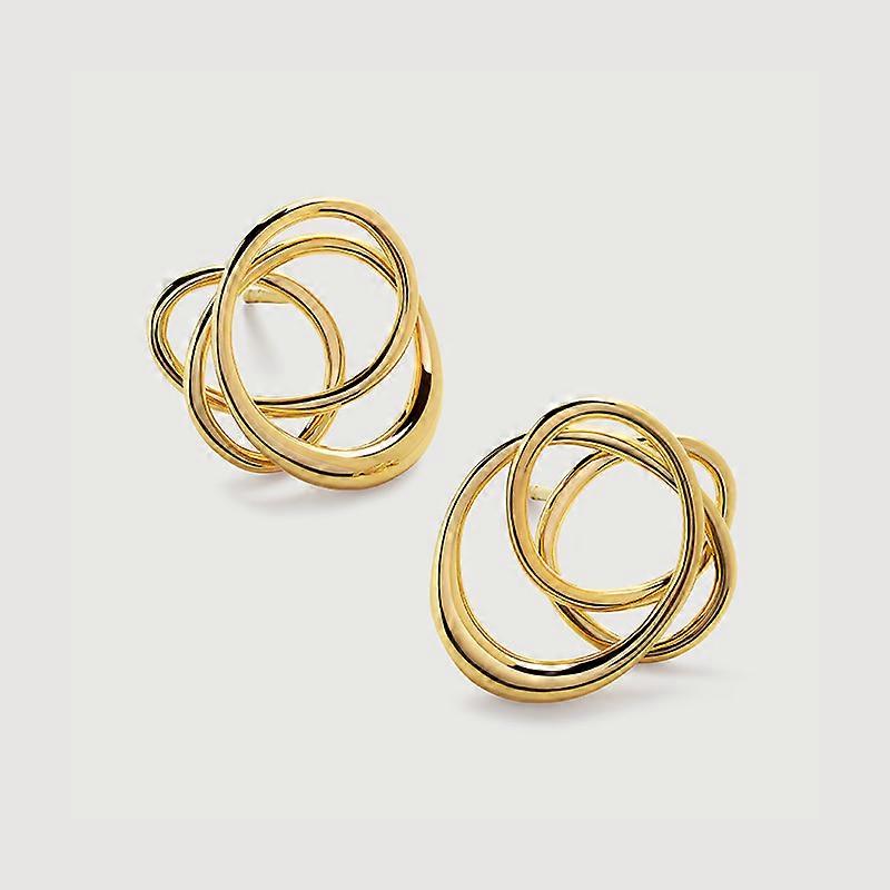 Sterling silver wrapped circle earrings simple women's earrings