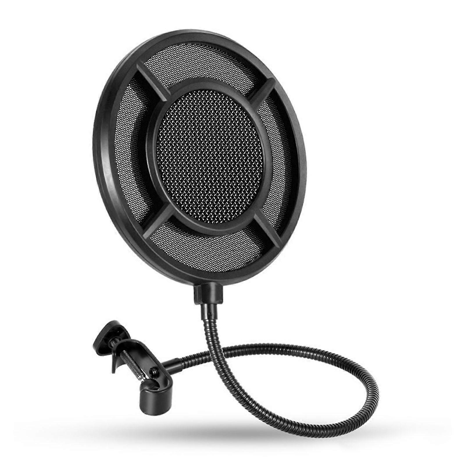 Round-shaped Microphone Pop Filter Flexible Wind Screen Prevention Net Metal Noise-reduction Recording Microphone Shield