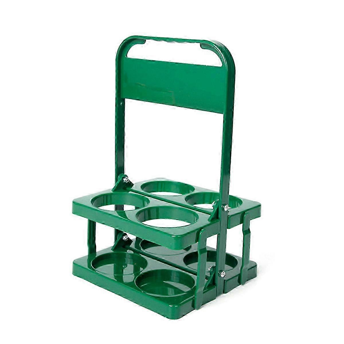 4 Holes Foldable Plastic Beverage Carrier, with Handle Green