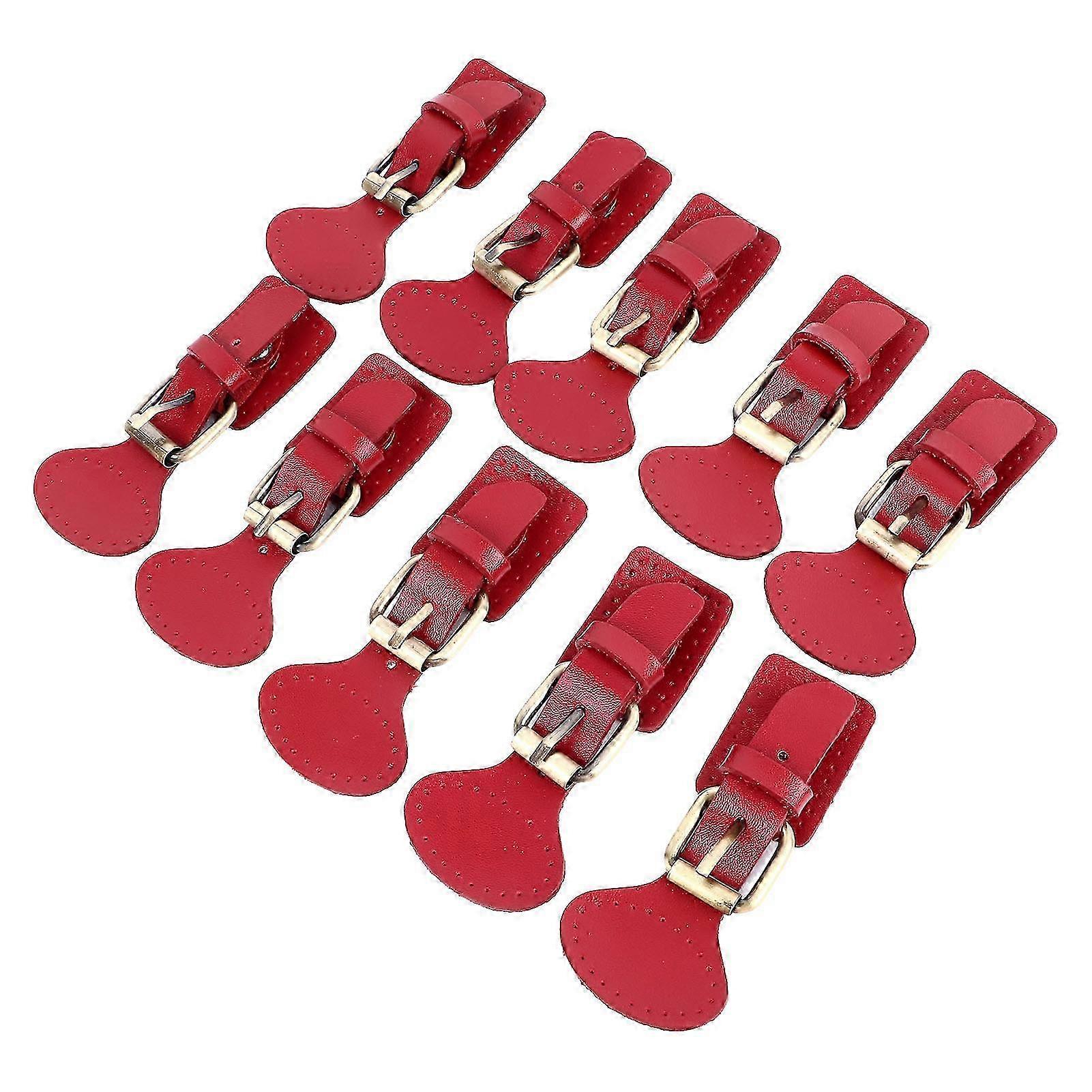 10 Sets Red Leather Snap Toggle Buckles for Coat Jacket DIY Craft