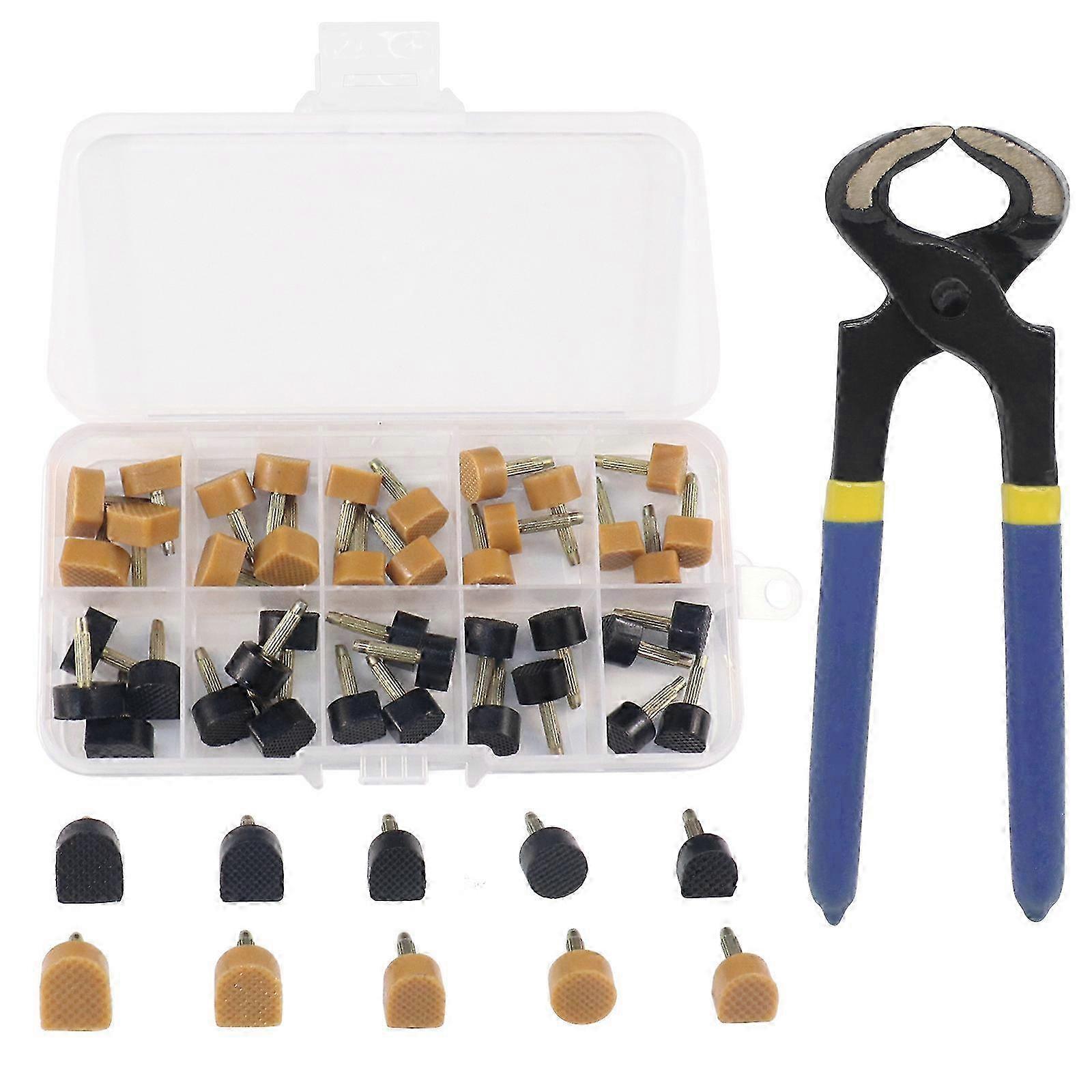 طقم إصلاح الكعب العالي، 40 زوجا من قبعات الكعب في لونين مع كماشة