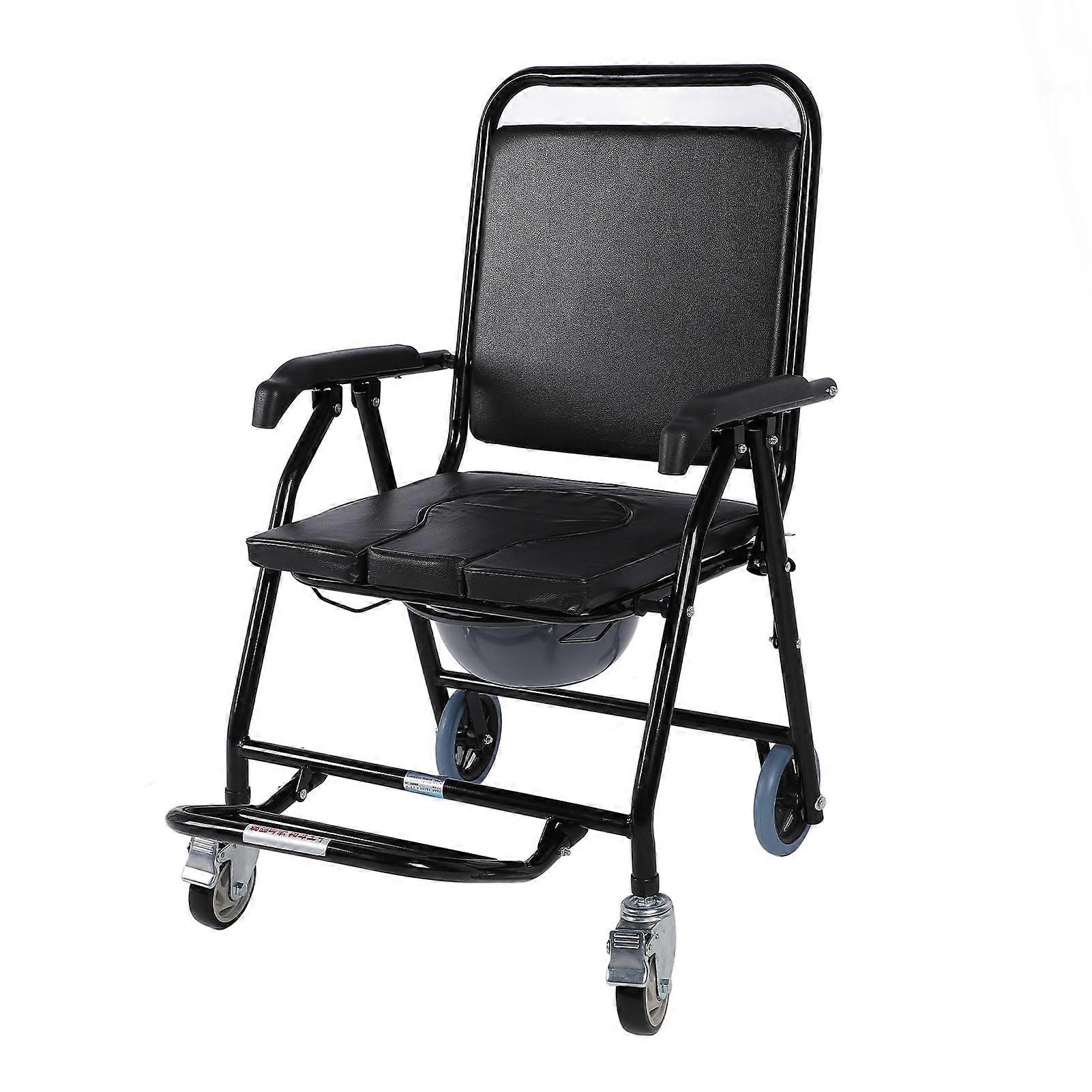 Foldable and thick toilet wheelchair, large load capacity, for home