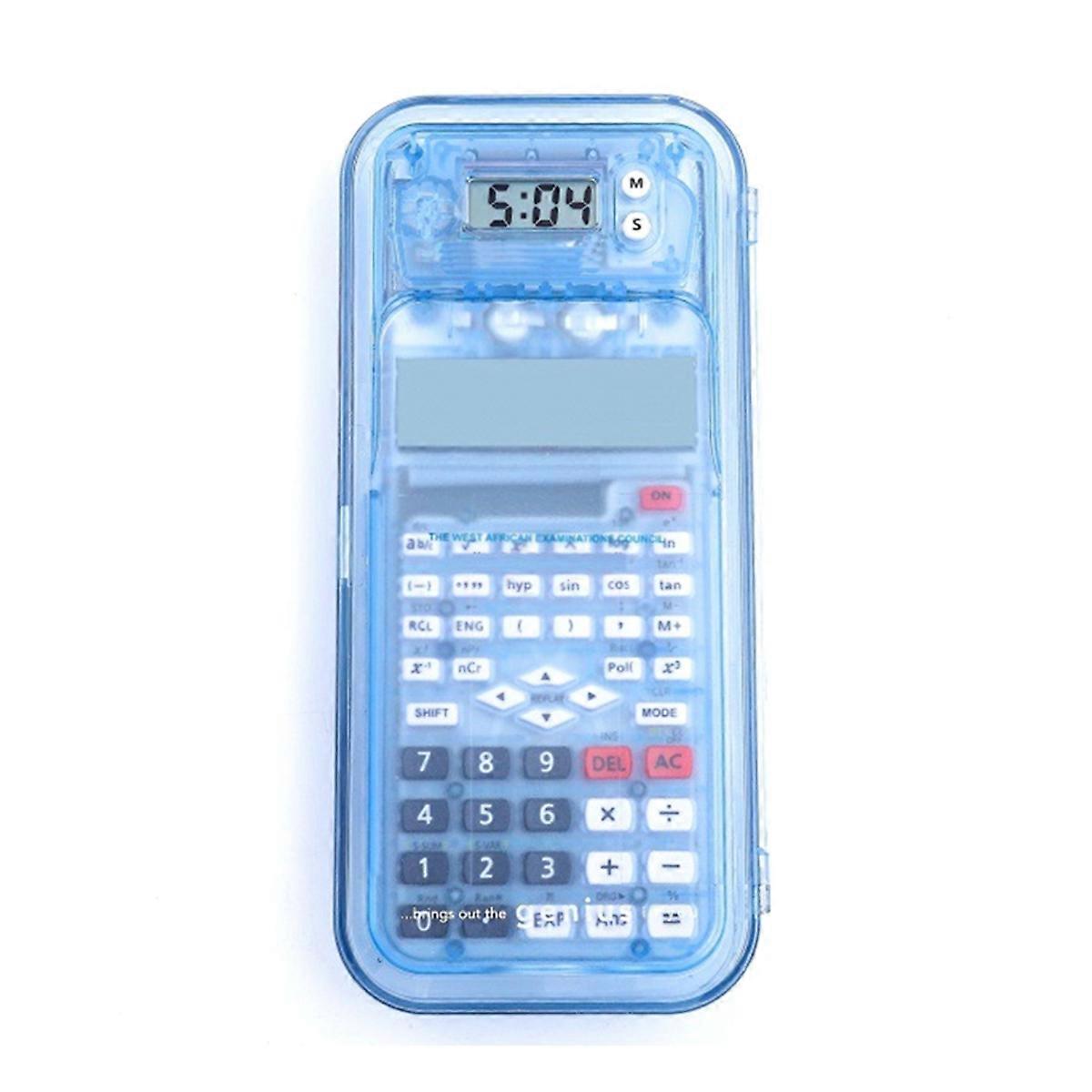Luxmoc Multi-Function Scientific Calculator Transparent Pencil Case Time Display Scientific Functio