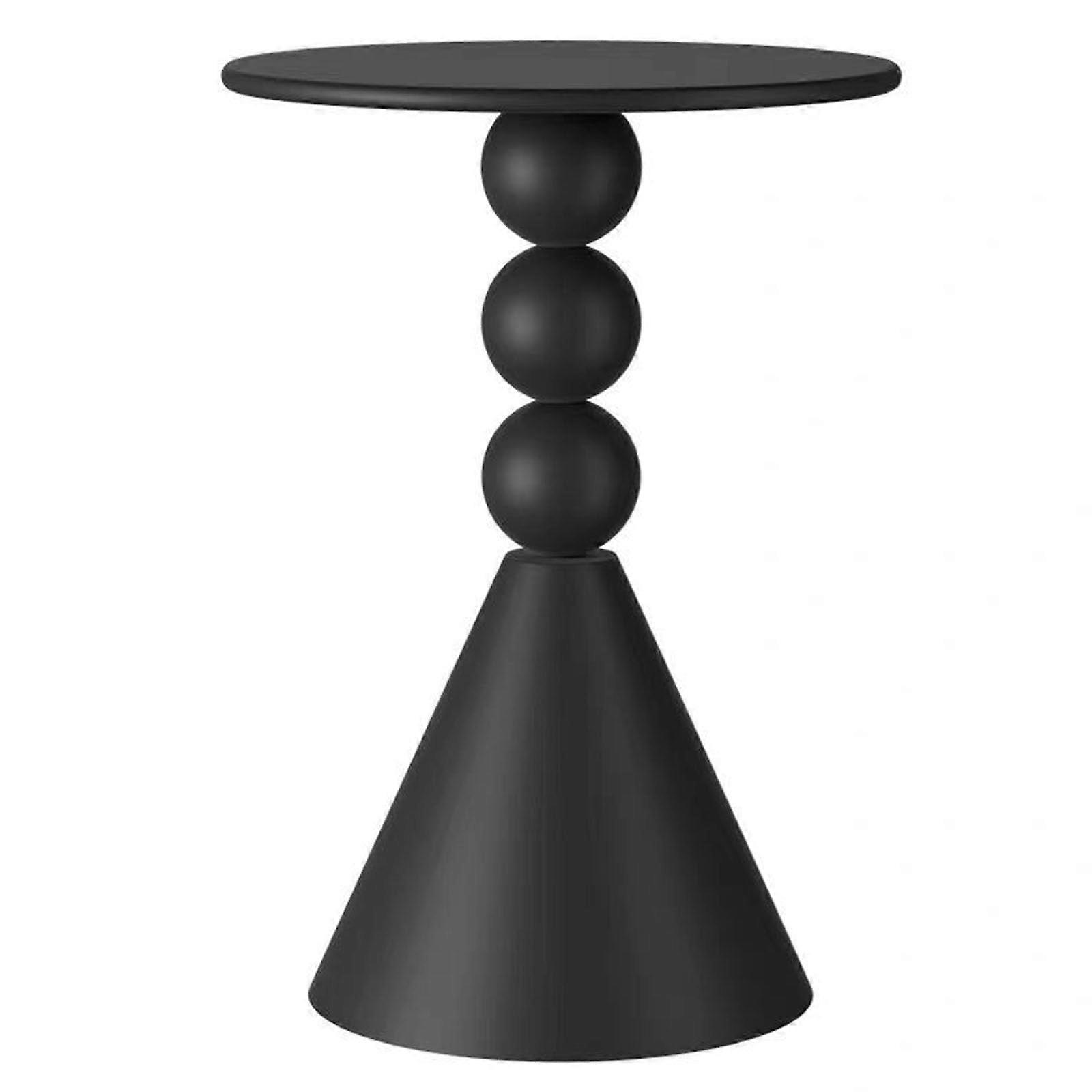 Round side table in vintage style, nightstand, retro circle center table with base, coffee tables for bedroom, living room, black