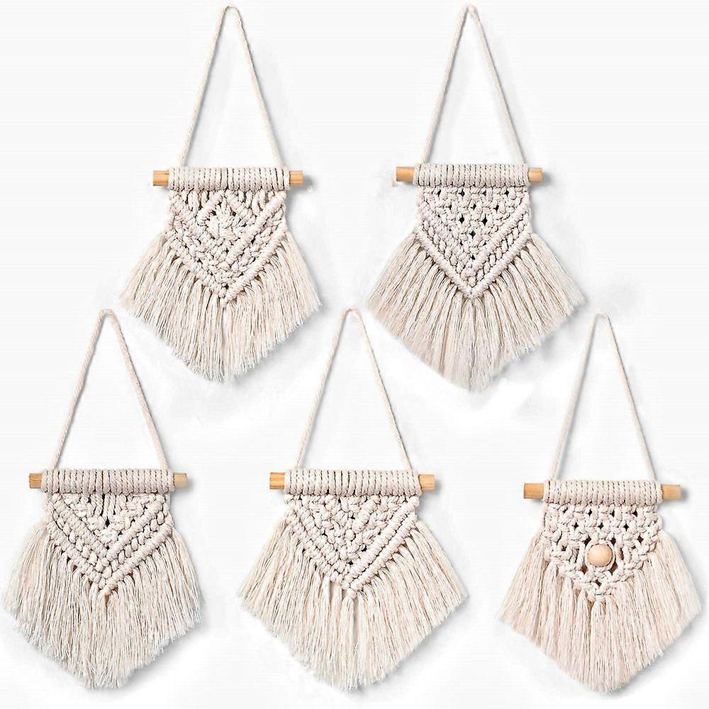 Pieces Macrame Wall Hanging Mini Macrame Wall Decoration Macrame Woven Wall Hanging Tapestry Woven Wall Decor with Macrame