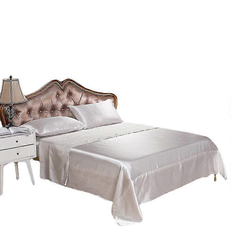 Silk-like Soft Satin Fitted Sheets Set - 4pcs Solid Color Linen Bedding for Various Mattress Brands