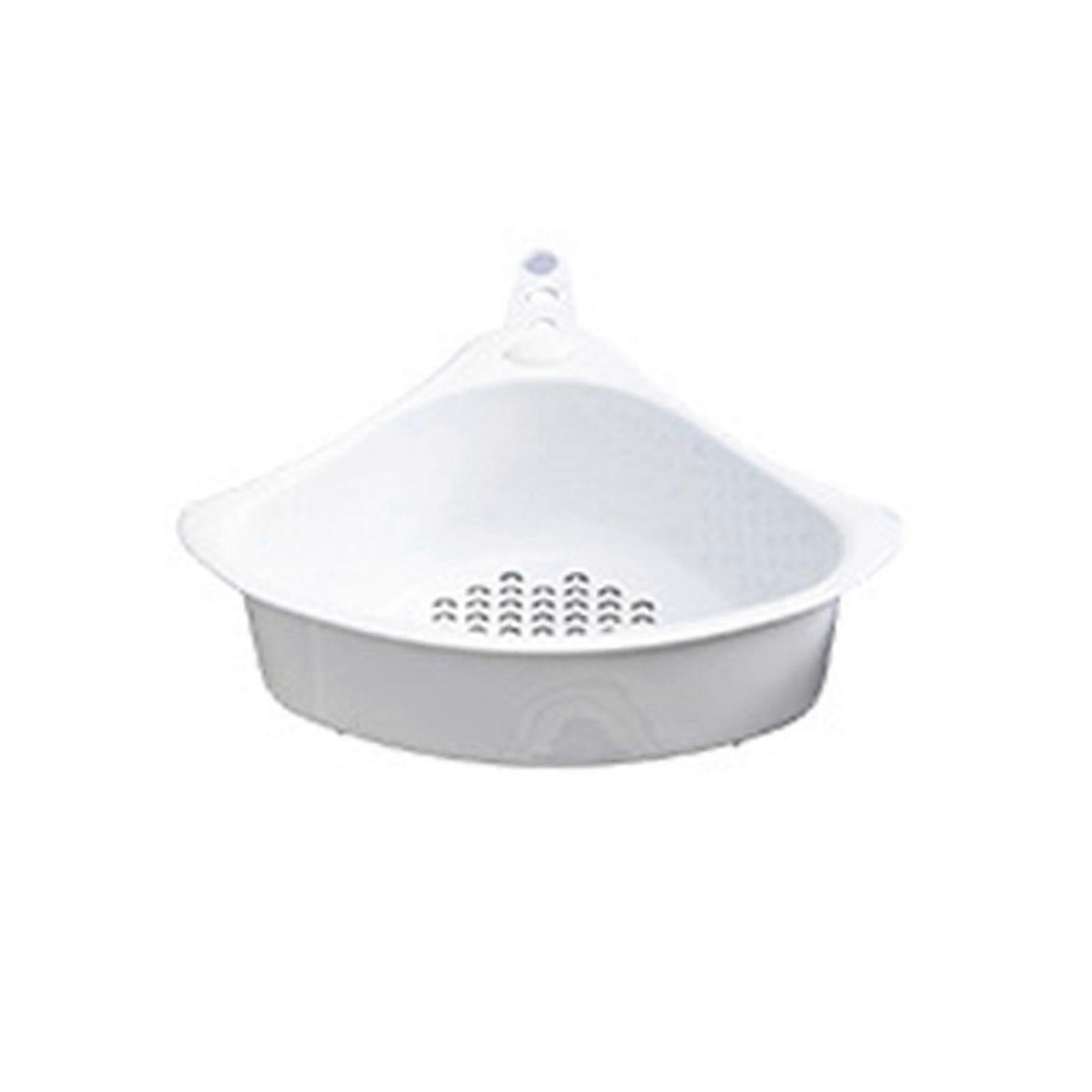 Stable and Easy Draining Kitchen Triangular Drain Basket for Corner Sink - White Sink Strainer for Kitchen Use