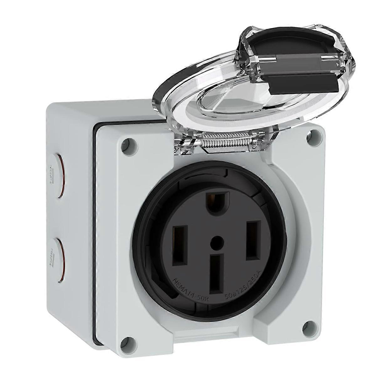 50Amp Power Outlet Box,125/250Volt NEMA 14-50R Receptacle Outdoor Dustproof and Weatherproof for El