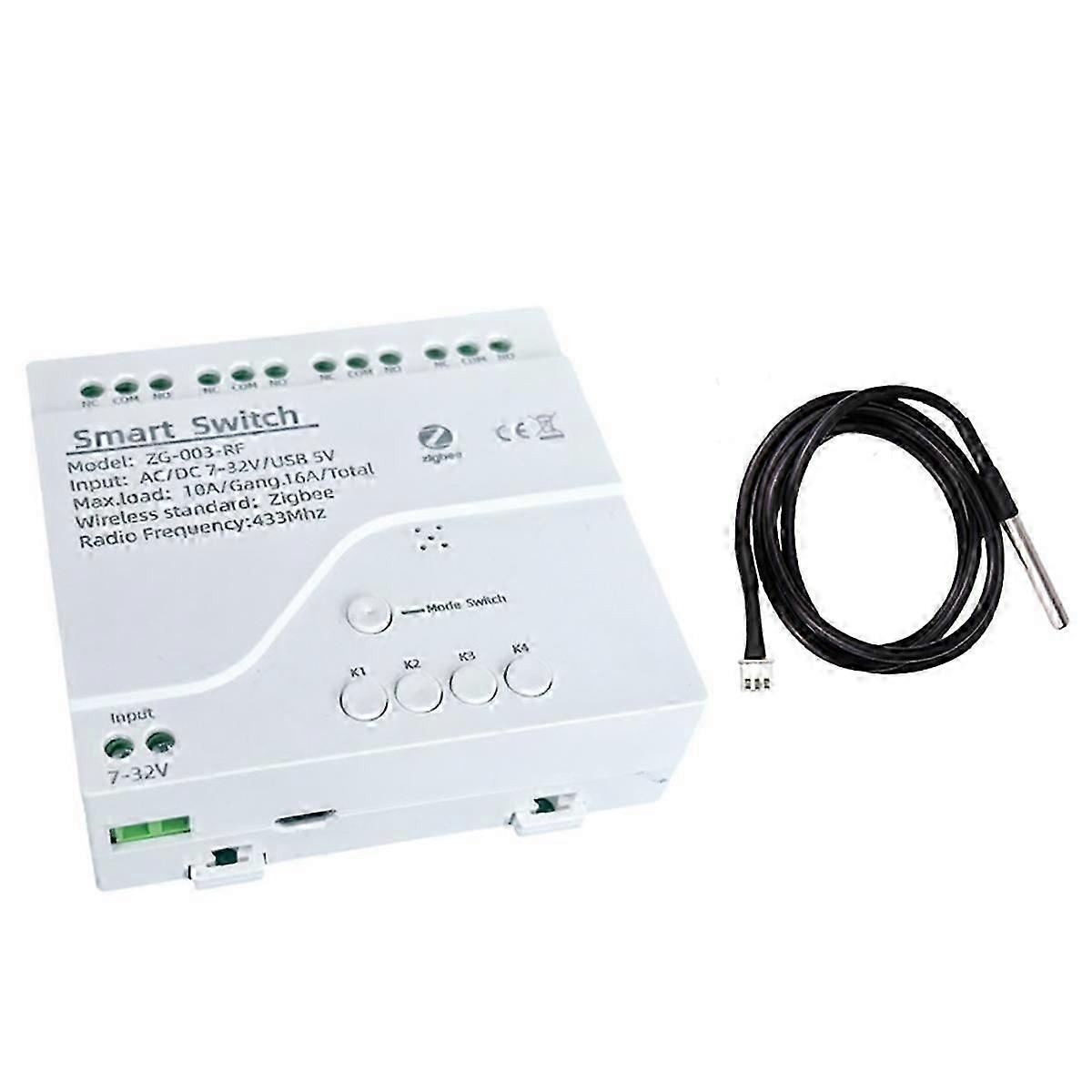 Tuya Zigbee Wifi 4 Channel Switch With Temperature Humidity Sensor Passive Dry Switch